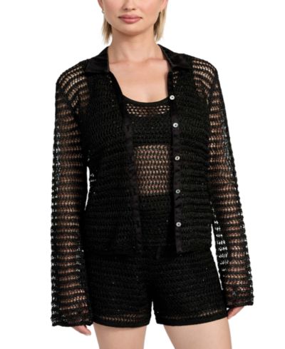 GUESS Women's Bella Embellished Knit Shirt