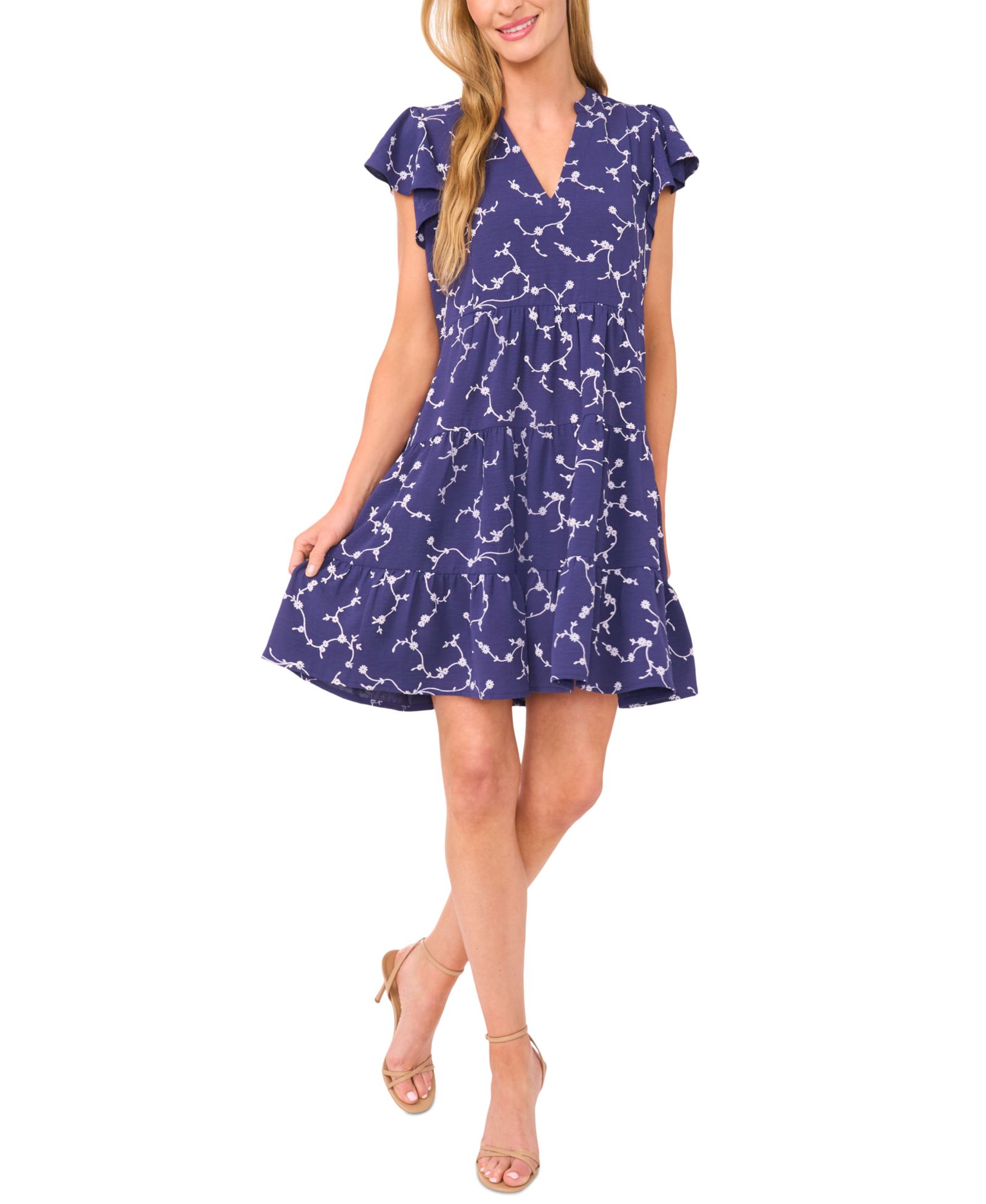 Женское платье CeCe Short-Sleeve Ruffled Tiered