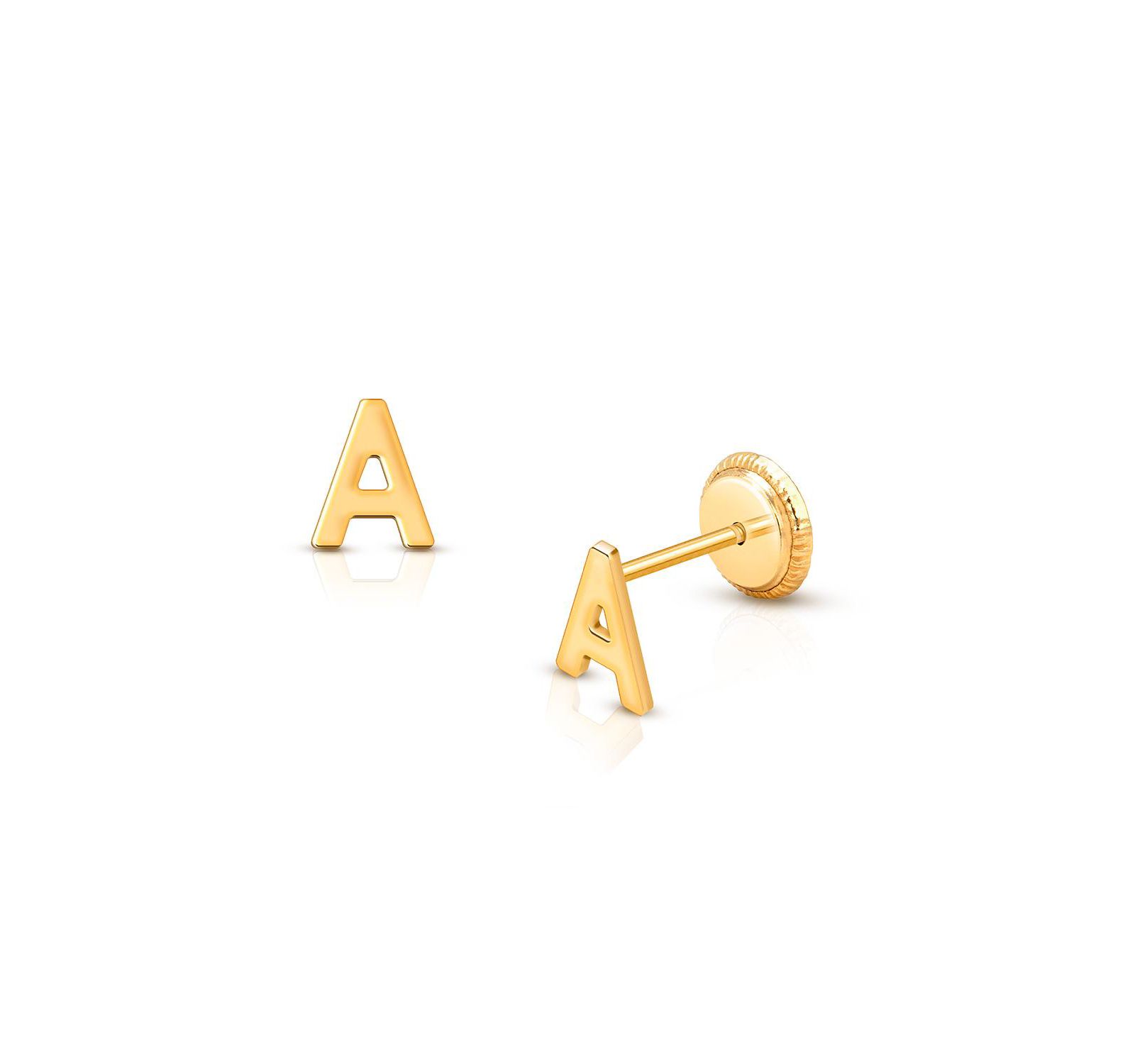 Tiny Blessings 14K Gold Initial Stud Screw Back Earrings