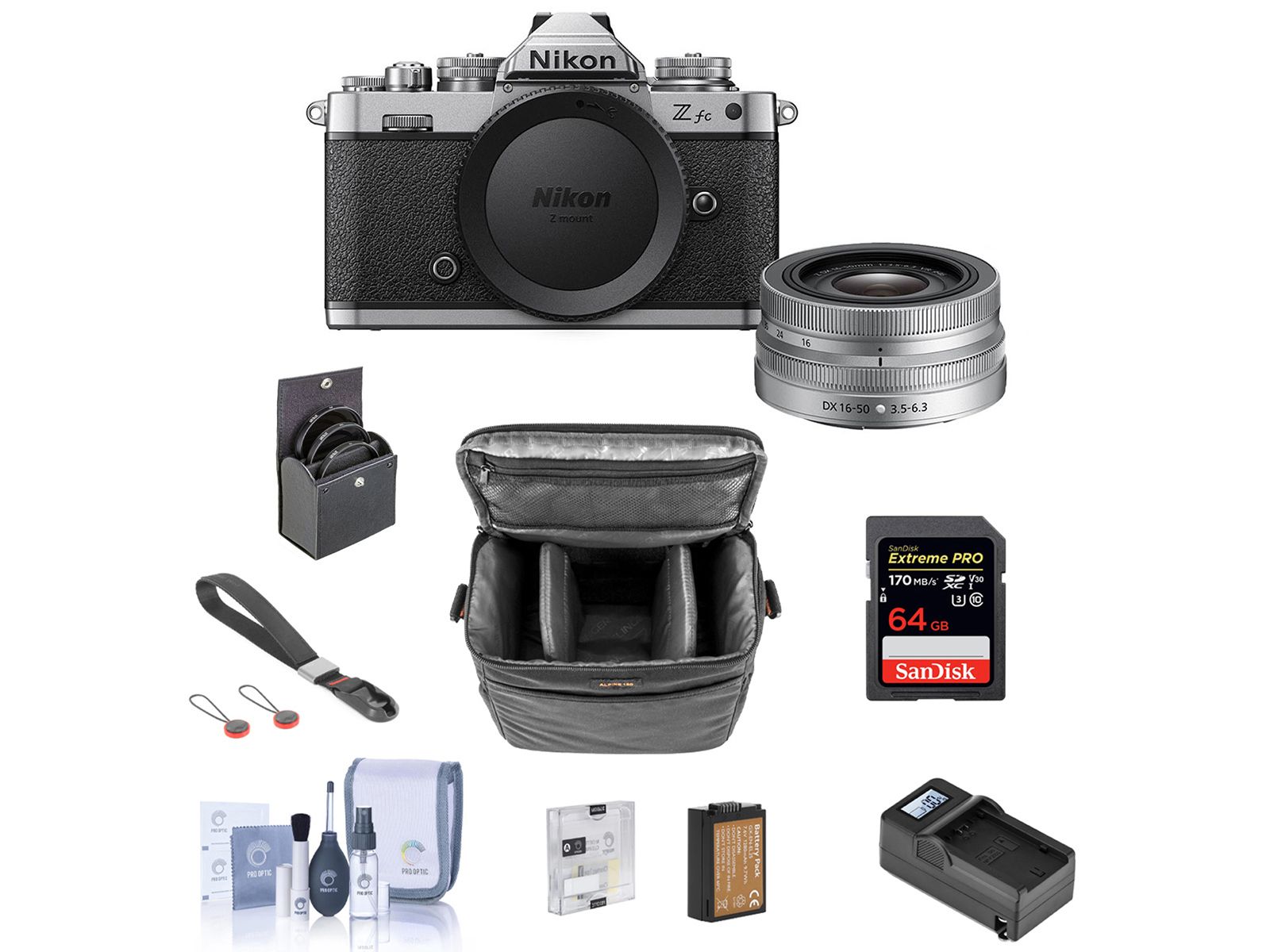 Nikon Z fc DX-Format Mirrorless Digital Camera with 16-50mm f/3.5-6.3 VR Lens Bundle with 64GB SD Card, Bag, Wrist Strap, Extra Battery, Charger