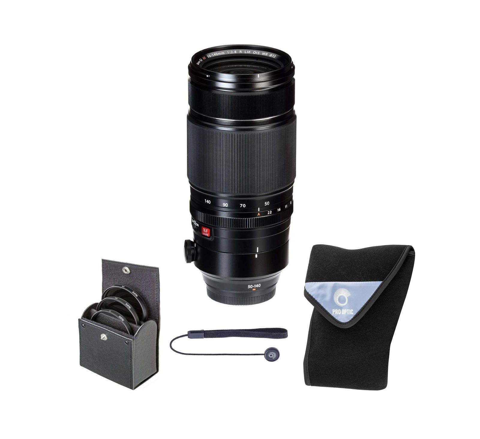 Fujifilm объектив XF 50-140mm f/2.8 R LM OIS WR, черный, комплект с набором фильтров Digital Essentials 72mm и чехлом для объектива 19x19"