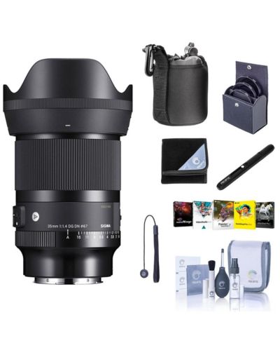 Sigma AF 35mm f/1.4 DG DN ART объектив для Sony, комплект с ПО Corel PC, набором фильтров 67mm, чехлом, салфеткой, набором для чистки и крышкой объектива