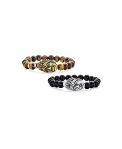 Bling Jewelry набор из 2 браслетов с черным ониксом и тигровым глазом
