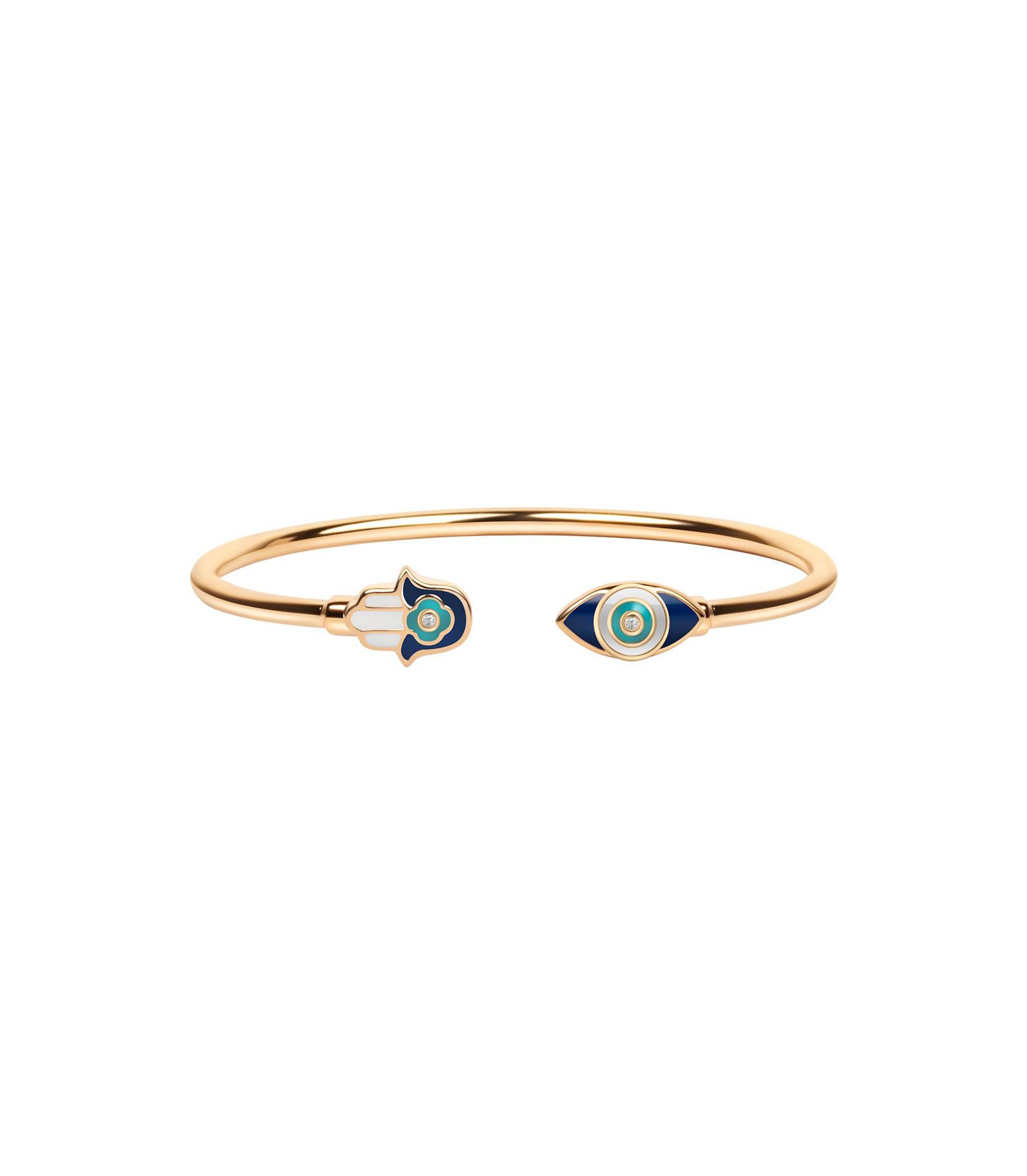 Positive Light Enamel Hamsa Evil Eye Cuff