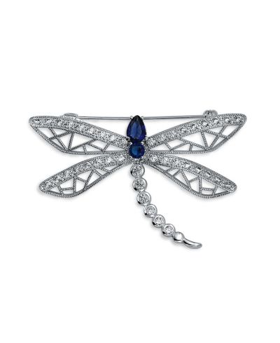 Брошь-значок Bling Jewelry Sapphire CZ Butterfly Dragonfly Plated