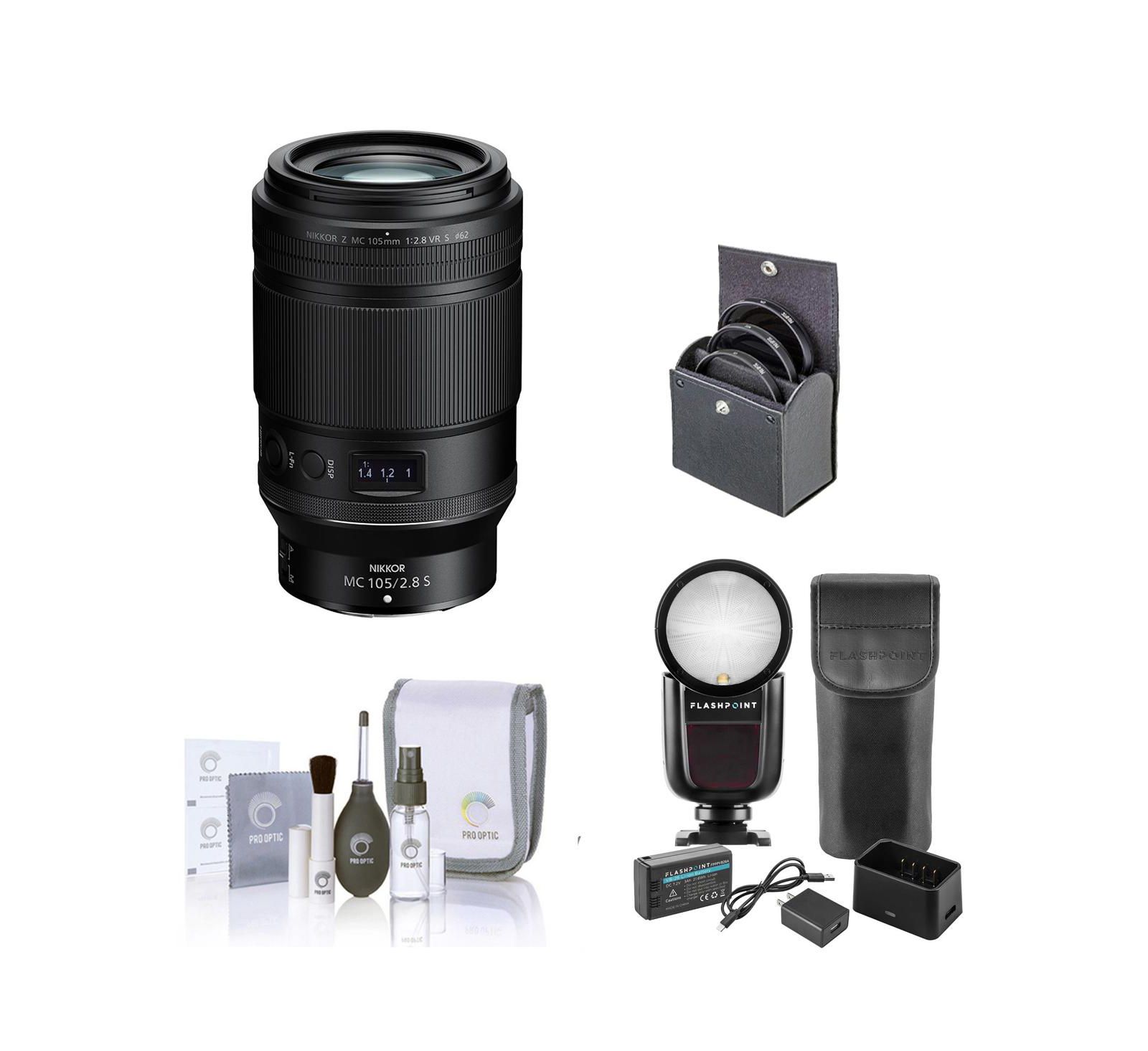 Nikon NIKKOR Z MC 105mm f/2.8 VR S Lens with Zoom Li-on X R2 TTL Flash Kit