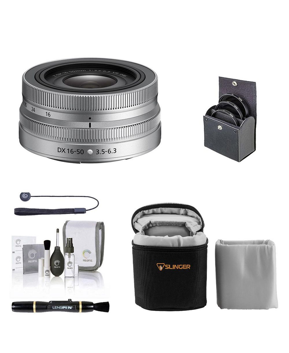 Nikon NIKKOR Z DX 16-50mm f/3.5-6.3 VR Lens, Silver with Essentials Kit