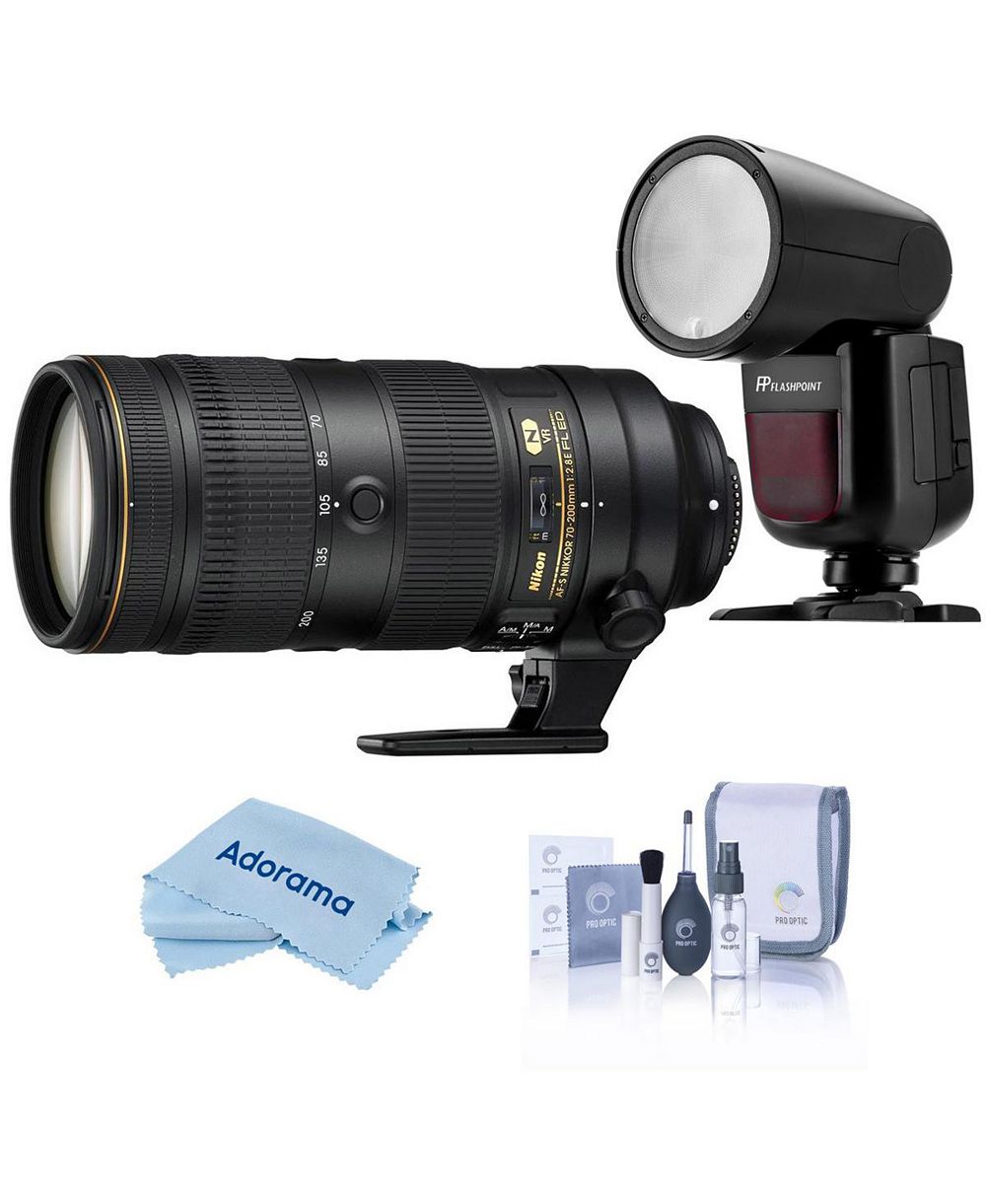 Nikon 70-200mm f/2.8E FL ED AF-S NIKKOR VR Lens w/Zoom Li-on X R2 Flash Kit