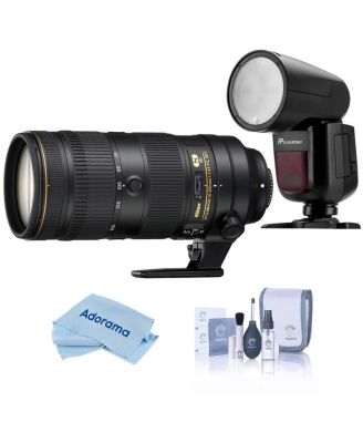 Nikon Объектив 70-200mm f/2.8E FL ED AF-S NIKKOR VR, комплект со вспышкой Flashpoint Zoom Li-on X R2, набором для чистки