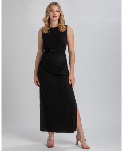 PIETRO BRUNELLI MATERNITY Women's Sleeveless Side-Ruched Blossom Maxi Split Dress