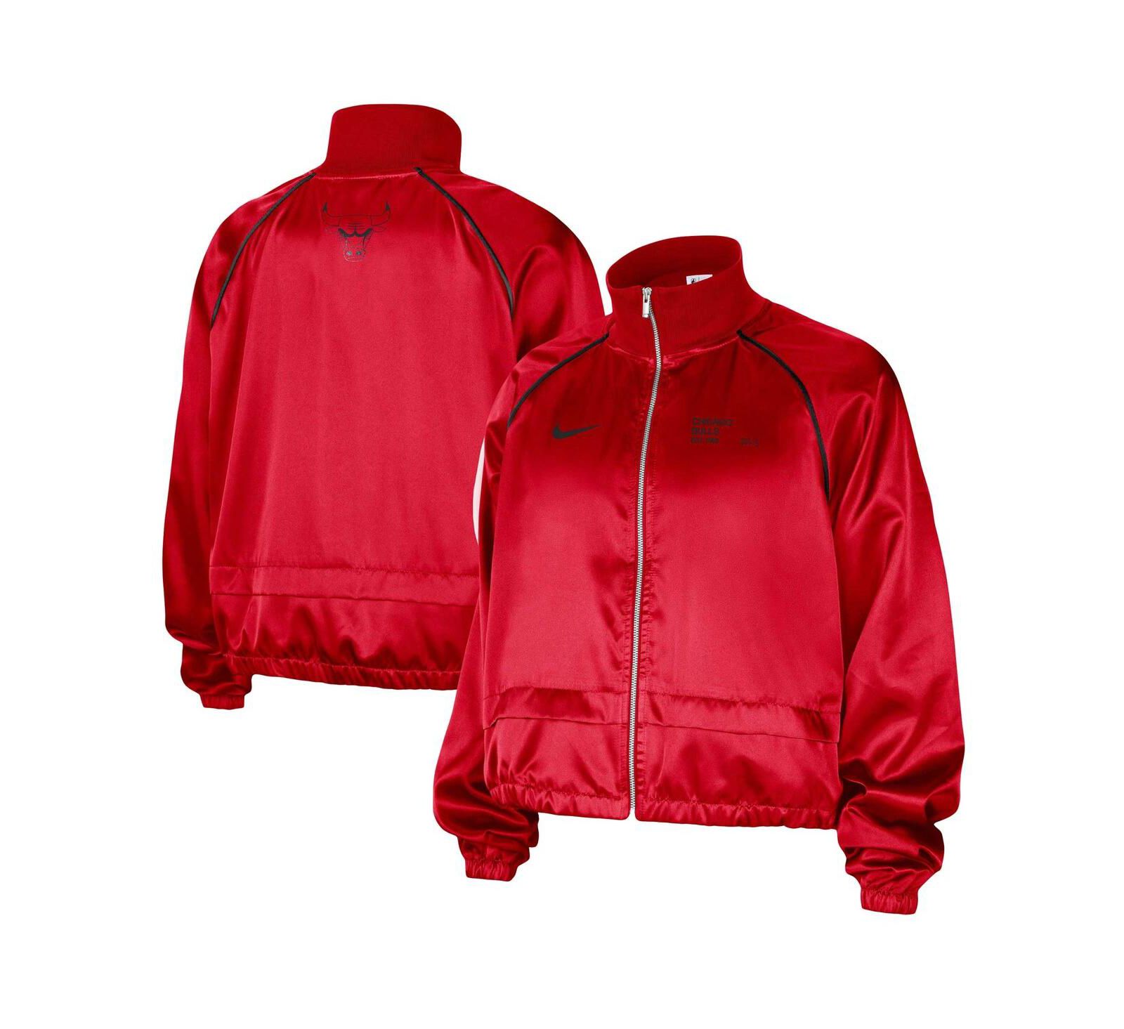 Nike Женская куртка Chicago Bulls Courtside Retro Fly Raglan Full-Zip, красная