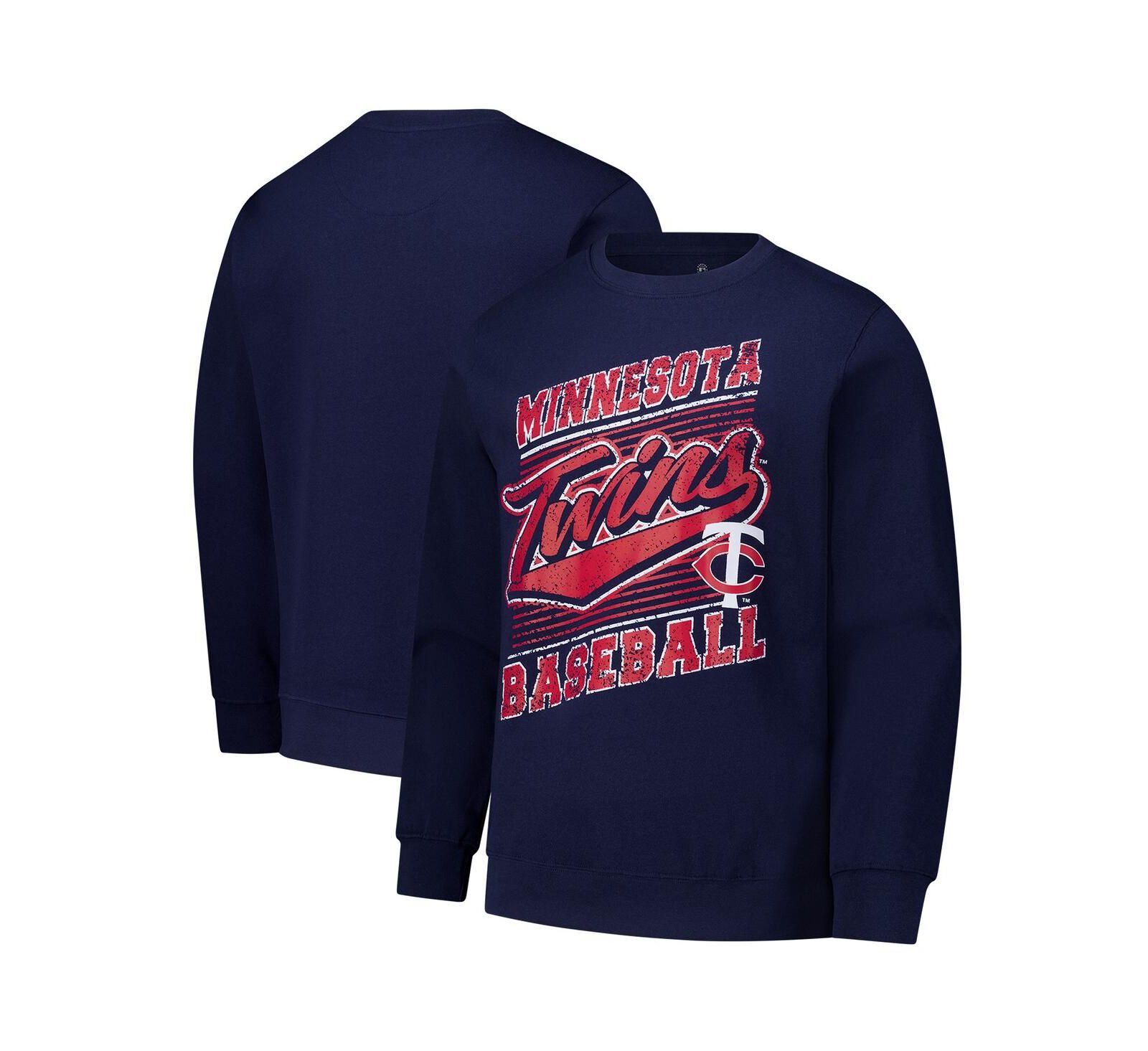 Stitches Men's Navy Minnesota Twins Lightweight Crew Sweatshirt