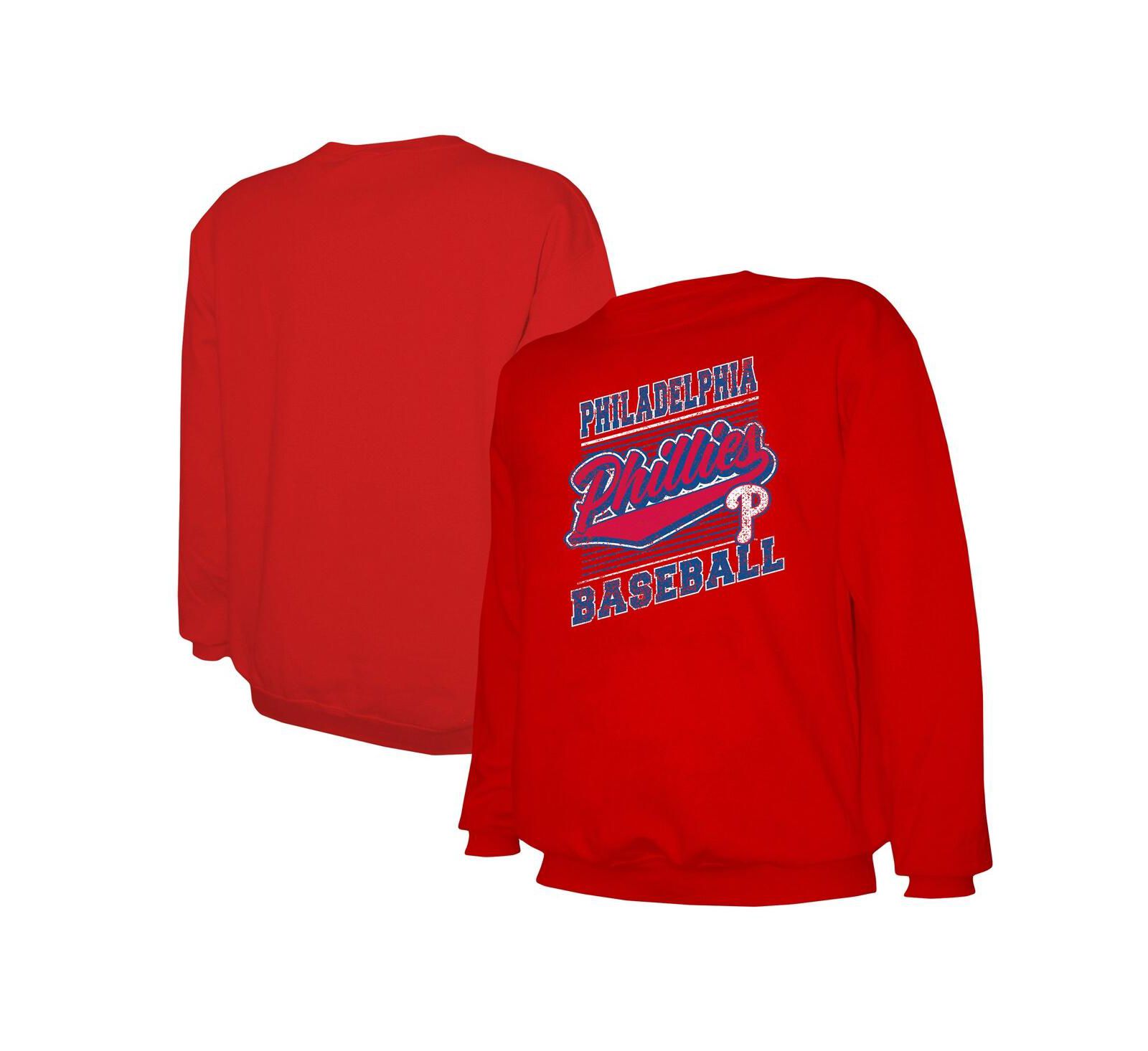 Stitches Men's Red Philadelphia Phillies Lightweight Crew Sweatshirt