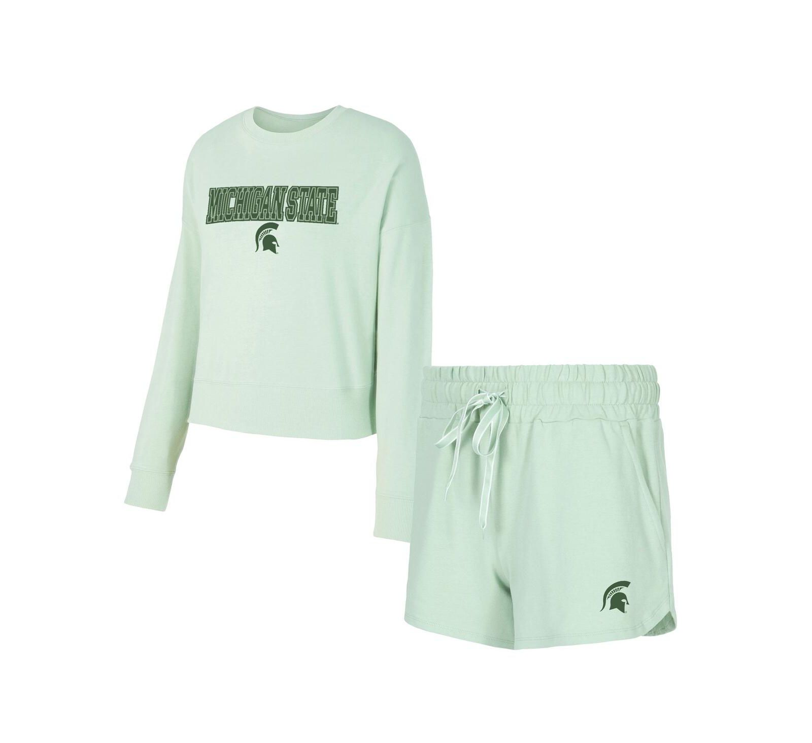 Concepts Sport Женский набор из 2 предметов Michigan State Spartans Elevation Tri-Blend: топ с длинным рукавом и шорты
