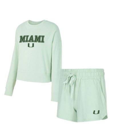 Concepts Sport Женский комплект из топа с длинным рукавом и шорт Miami Hurricanes Elevation Tri-Blend, 2 pcs