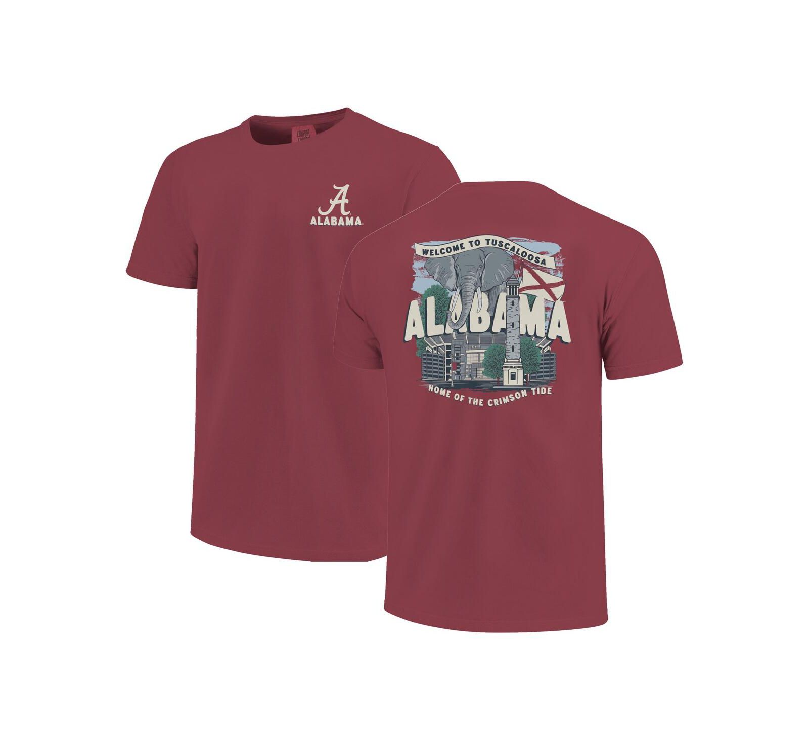 Image One Футболка для мальчиков и девочек Crimson Alabama Crimson Tide Comfort Colors Hyperlocal Campus Scene