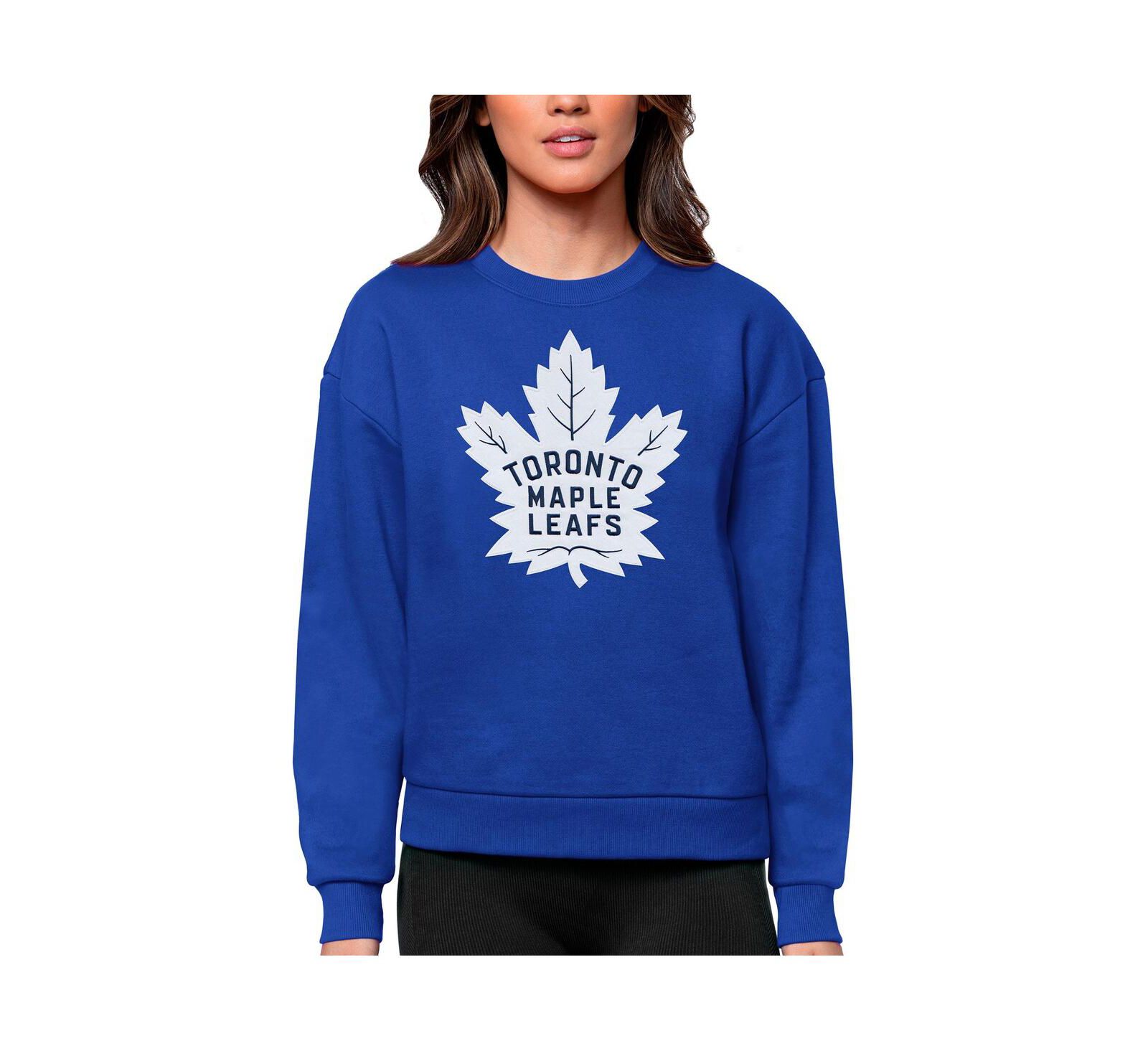 Женский свитшот Antigua Royal Toronto Maple Leafs Primary Logo Team Logo Victory Crewneck Pullover