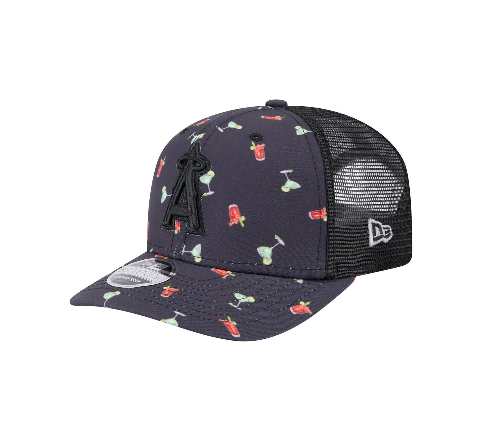 Мужская кепка New Era Los Angeles Angels Adventure Drinks Pattern 9SEVENTY Stretch-Snap, черная