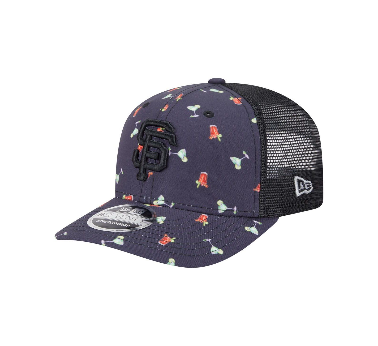 New Era Men's Black San Francisco Giants Adventure Drinks Pattern 9SEVENTY Stretch-Snap Hat