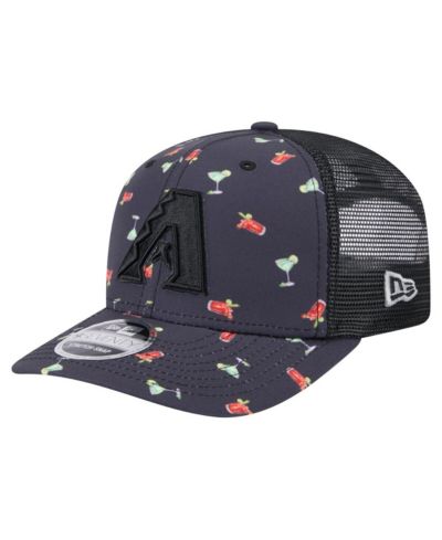 New Era Men's Black Arizona Diamondbacks Adventure Drinks Pattern 9SEVENTY Stretch-Snap Hat