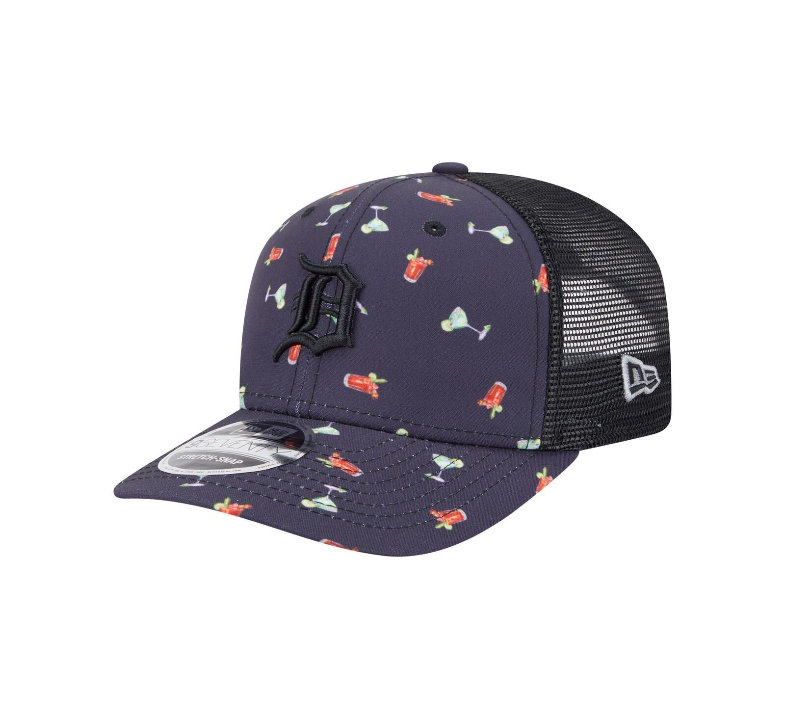Мужская кепка New Era Detroit Tigers Adventure Drinks Pattern 9SEVENTY Stretch-Snap Black