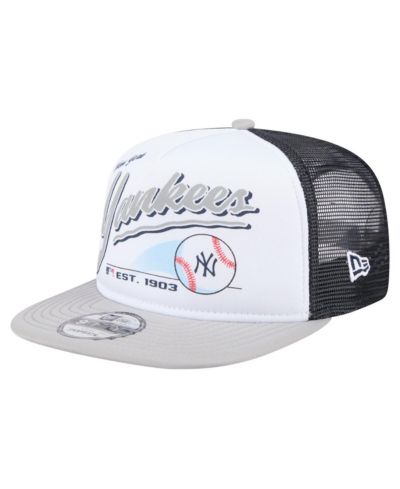 Мужская кепка New Era New York Yankees Retro Script Trucker 9FIFTY Snapback, белая/серая