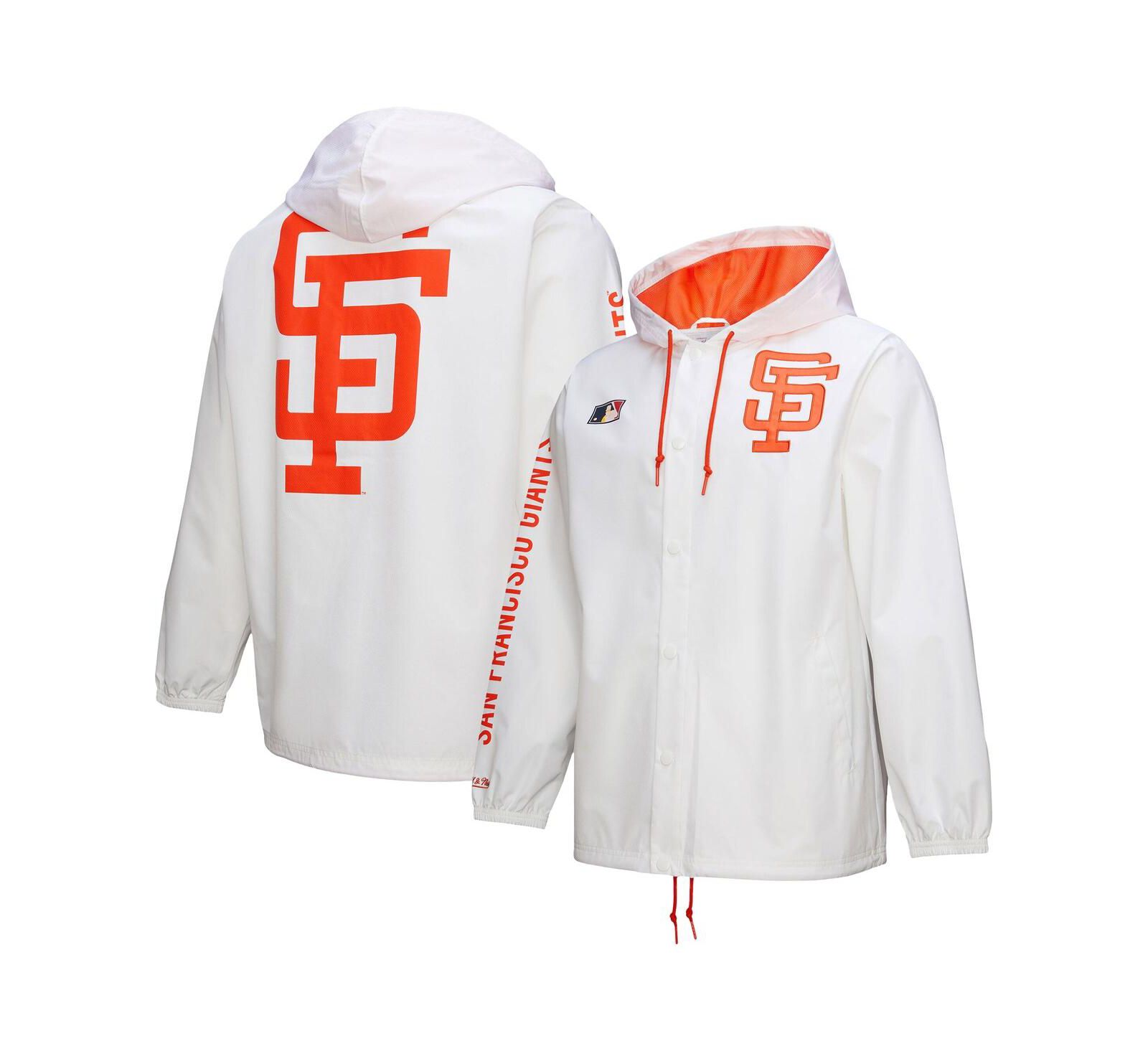 Mitchell & Ness Men's White San Francisco Giants Vintage Full-Snap Hooded Coaches Jacket