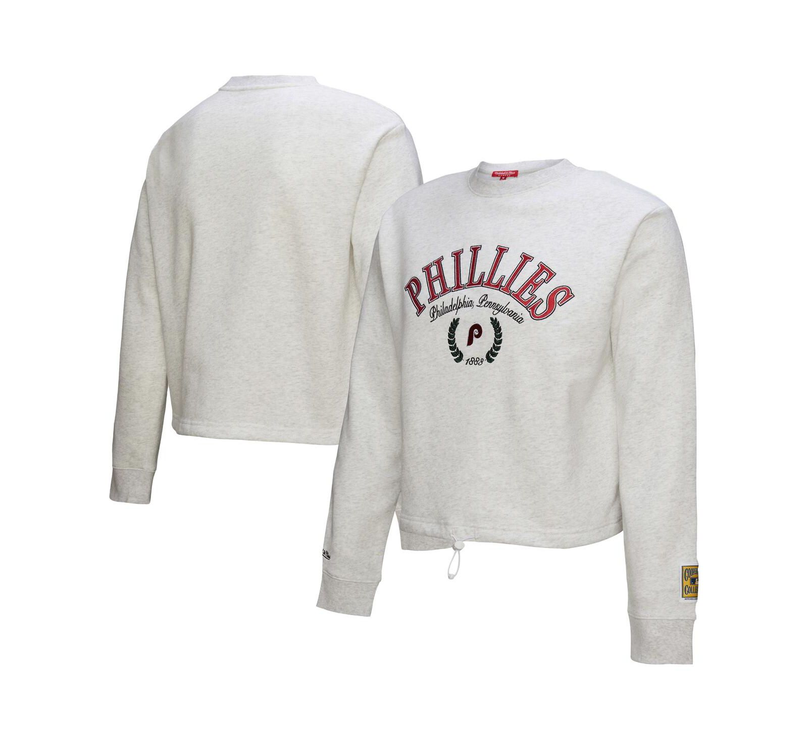Женское укороченное свитшот-толстовка Mitchell & Ness Philadelphia Phillies Heather Gray
