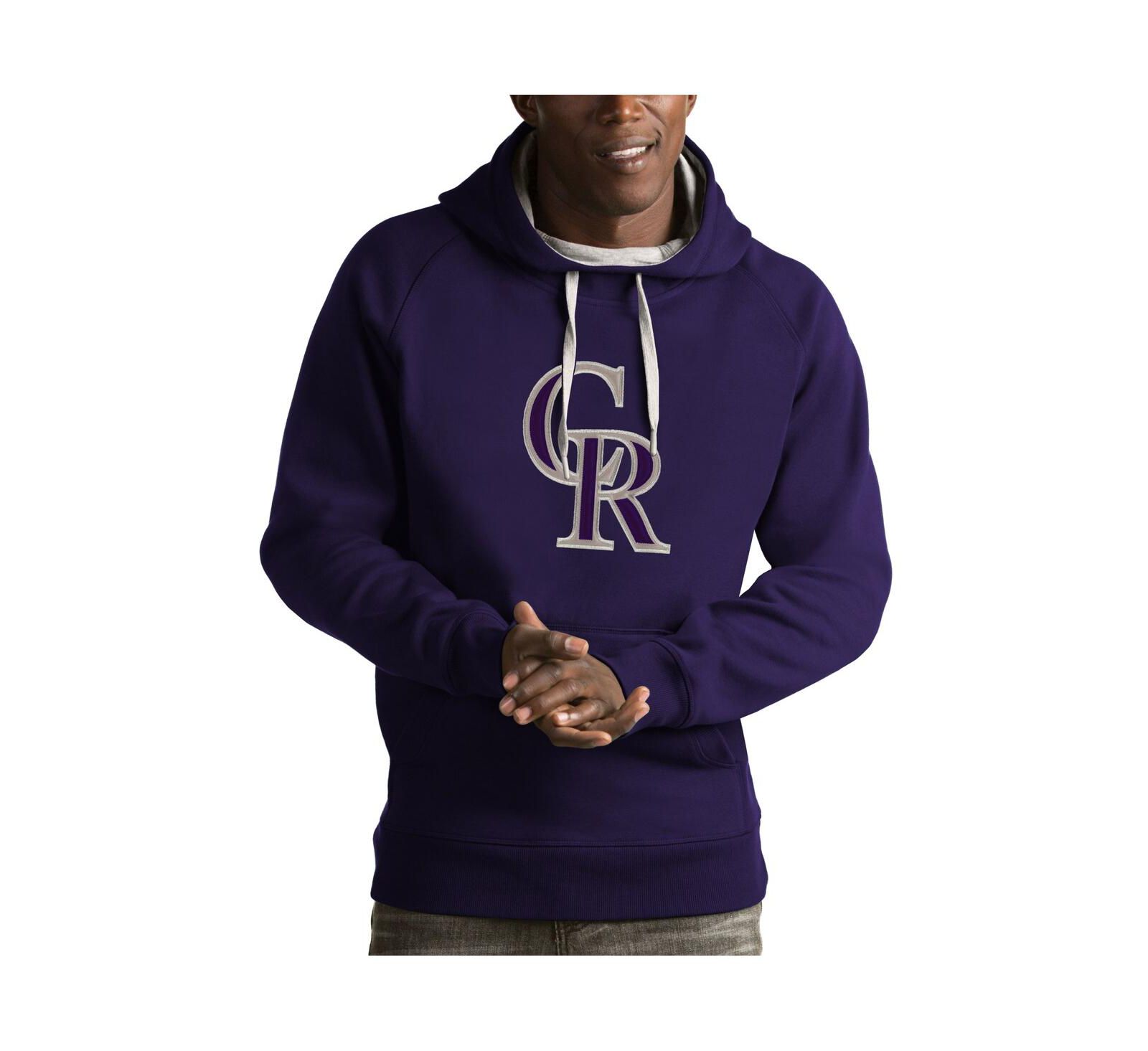 Мужская толстовка-худи Antigua Purple Colorado Rockies Victory Pullover Hoodie