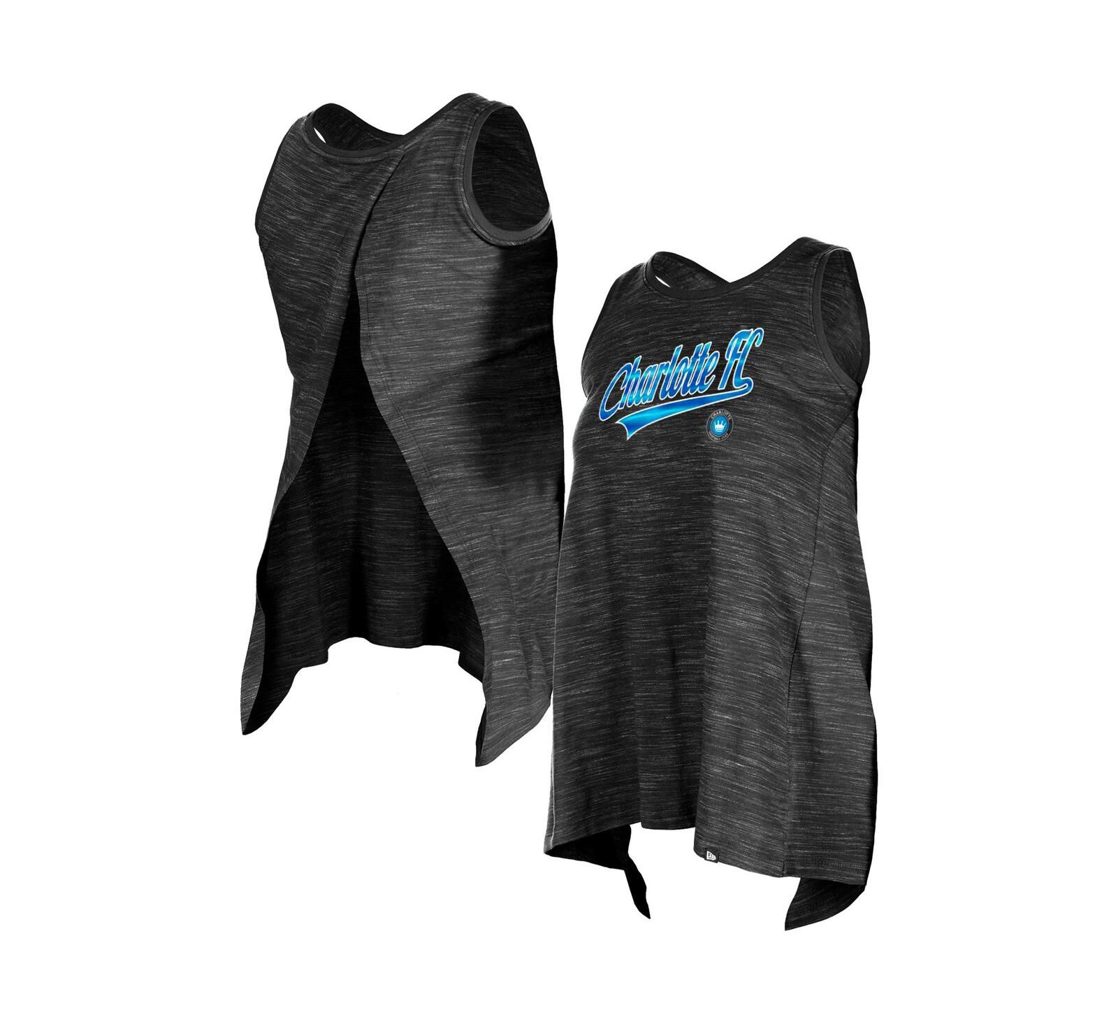Женский топ 5th & Ocean by New Era Black Charlotte FC Athletic Cross Back Tank