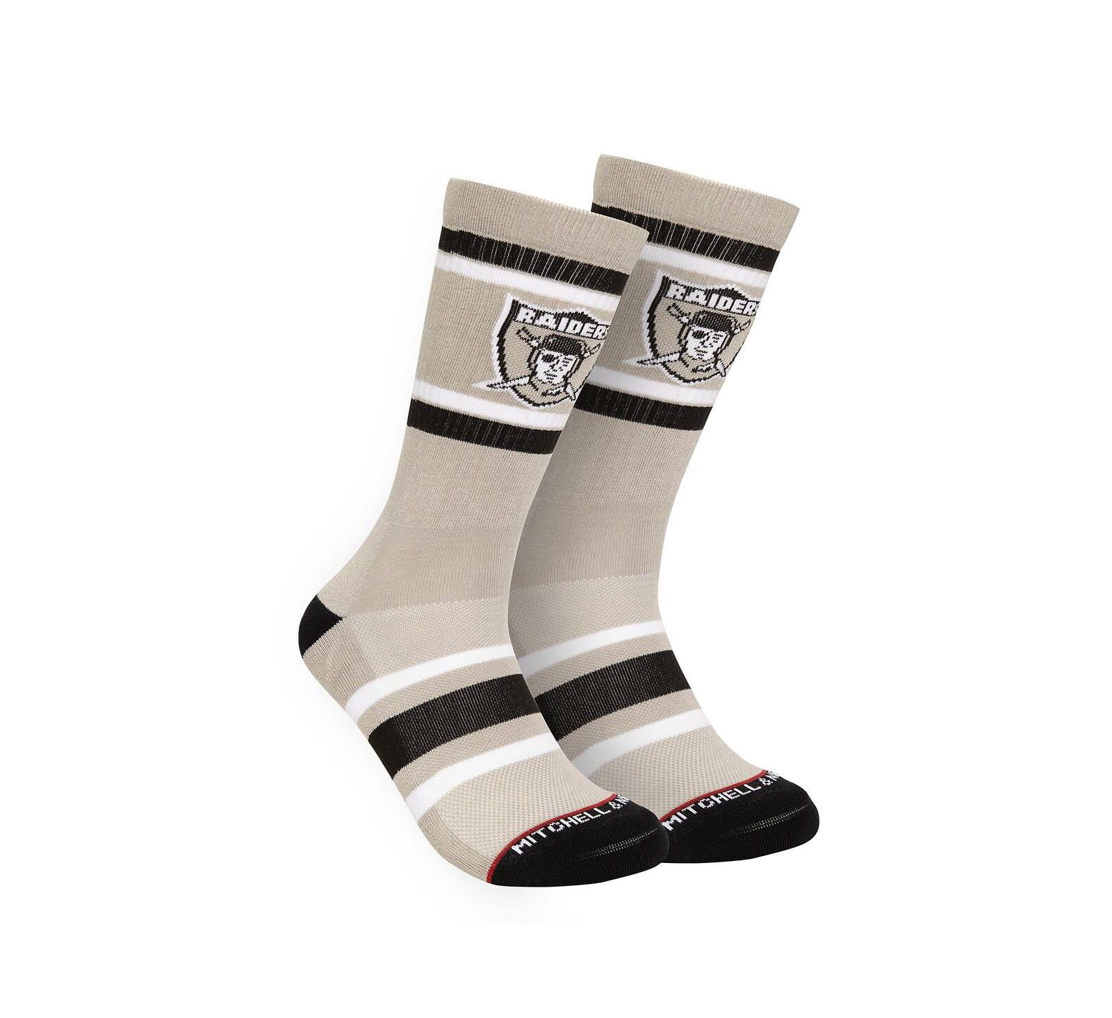 Mitchell & Ness Men's Gray Oakland Raiders Throwback Team Stripes Crew Socks