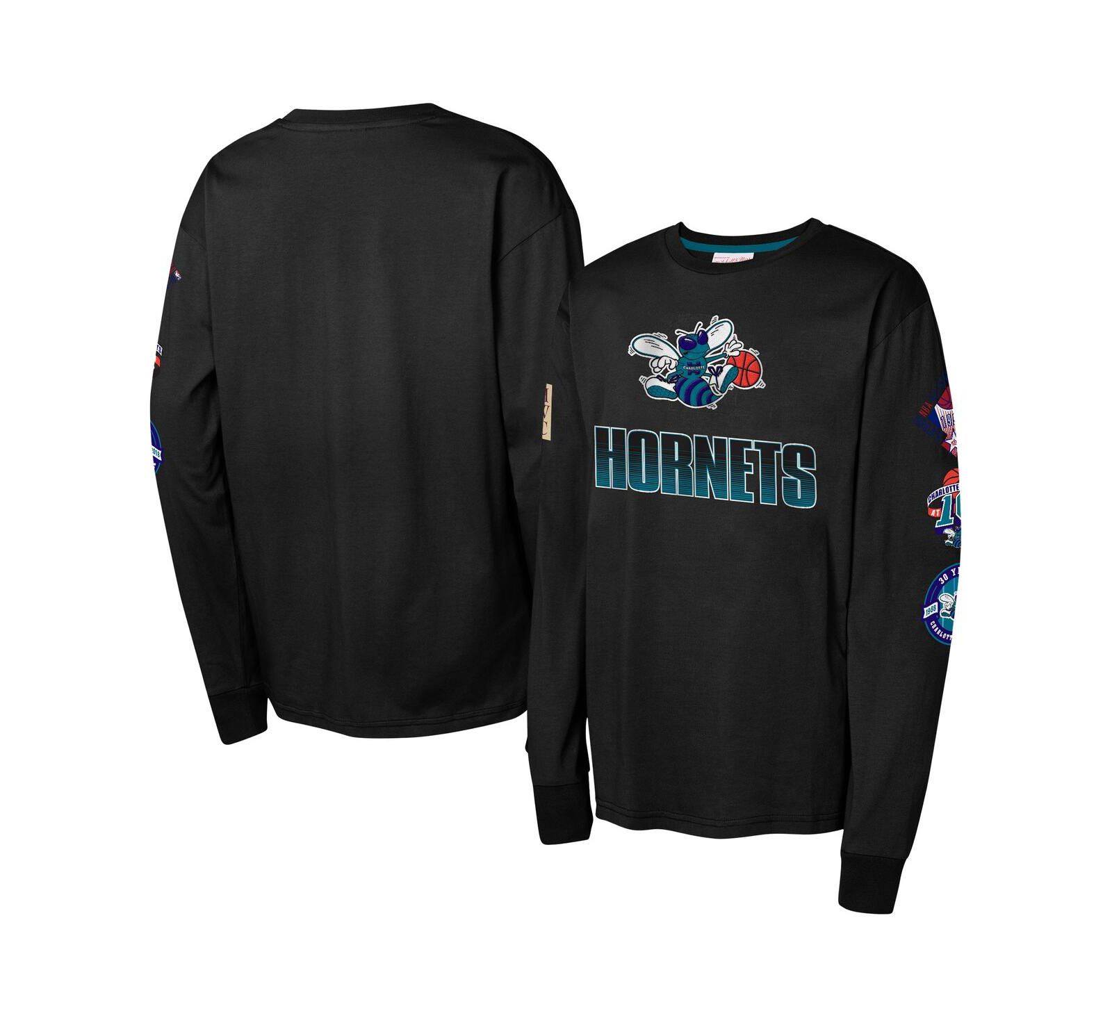 Детская футболка Mitchell & Ness Black Charlotte Hornets Hardwood Classic