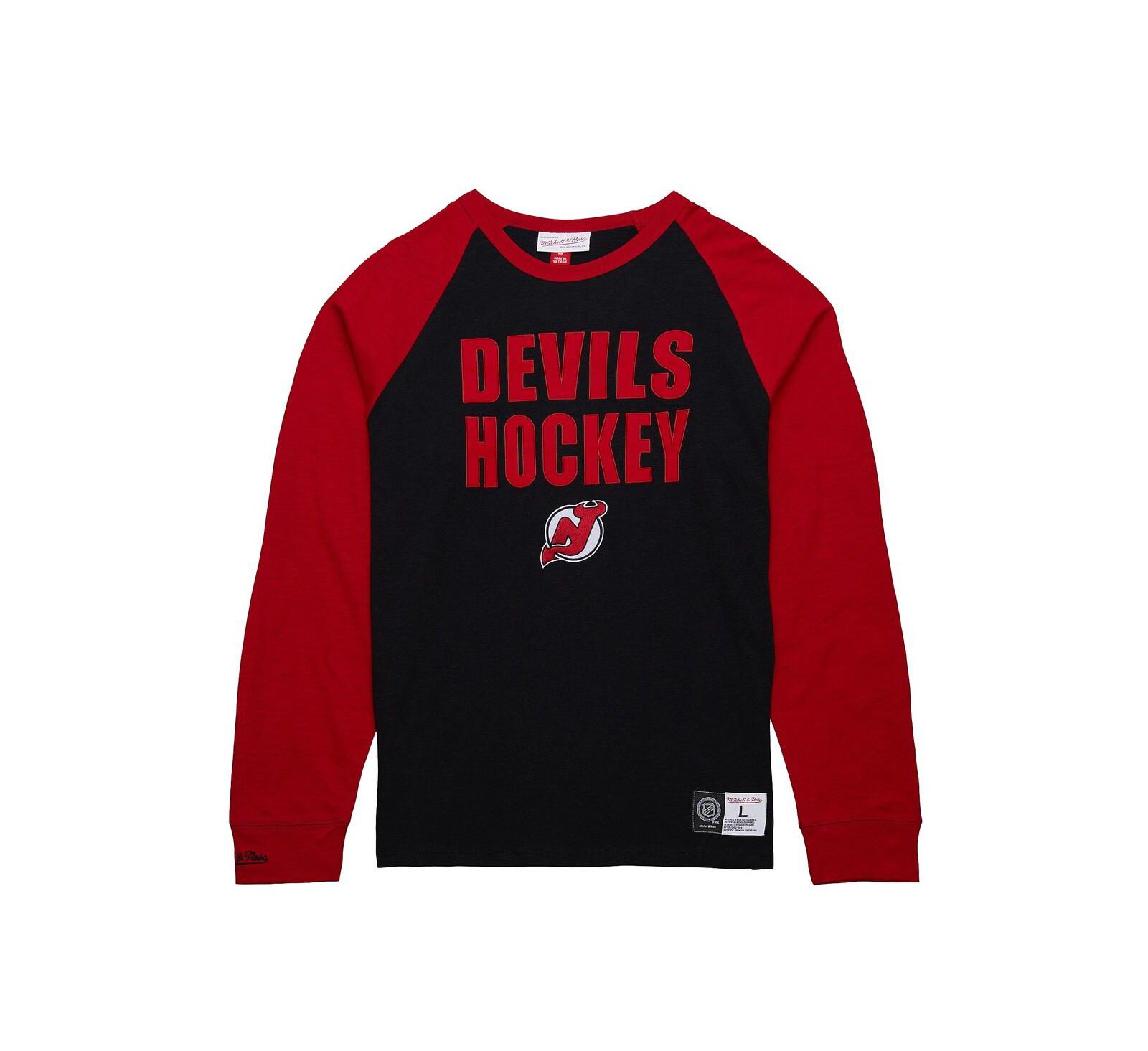 Mitchell & Ness Men's Black/Red New Jersey Devils Legendary Slub Raglan Long Sleeve T-Shirt
