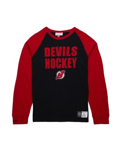 Мужская футболка Mitchell & Ness Black/Red New Jersey Devils Legendary Slub Raglan Long Sleeve