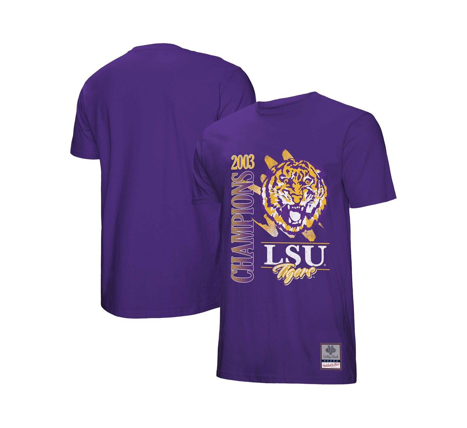 Mitchell & Ness Мужская футболка LSU Tigers Retro, фиолетовая, с эффектом варки