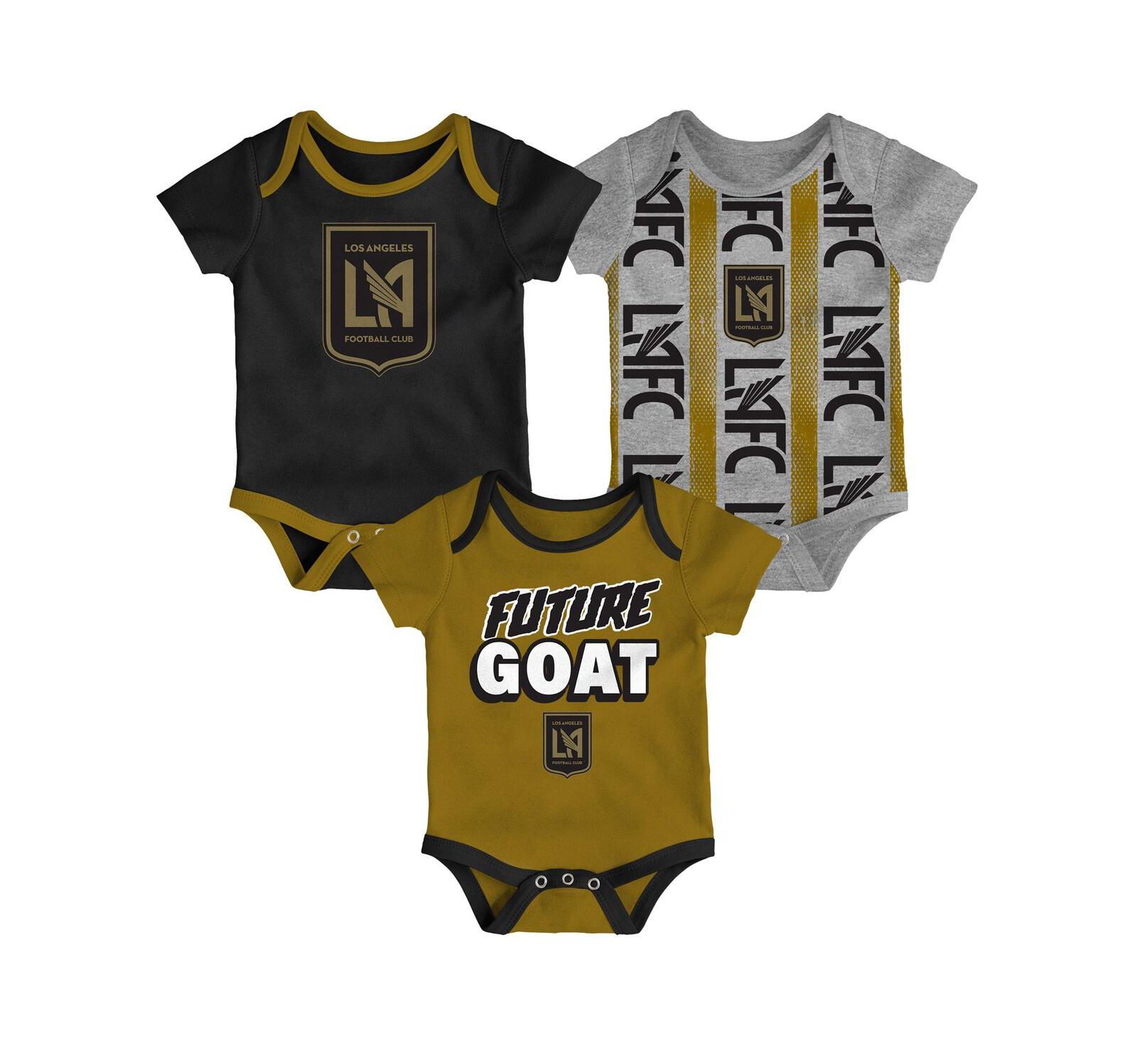 Набор боди для новорожденных Outerstuff LAFC Loyal Buddies, 3 шт., черный/серый/золотой
