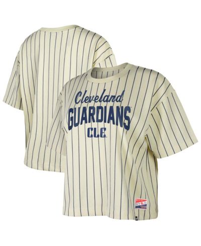Женская укороченная футболка New Era Cleveland Guardians City Connect Multiplier Pinstripe Cream