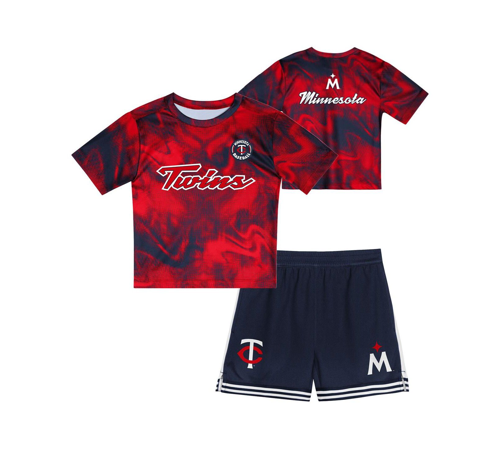 Комплект из футболки и шорт Outerstuff Toddler Red/Navy Minnesota Twins Pinch Hitter Infielder