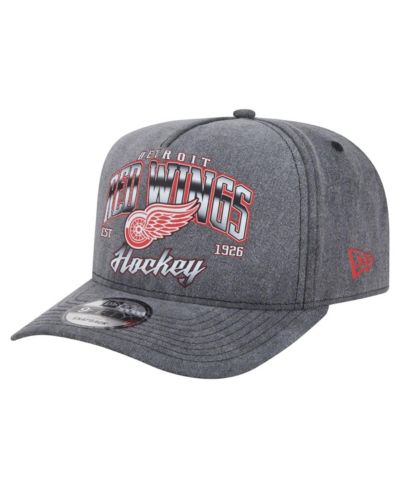 New Era Men's Charcoal Detroit Red Wings Throwback Washed A-Frame Pre-Curved 9FIFTY Snapback Hat