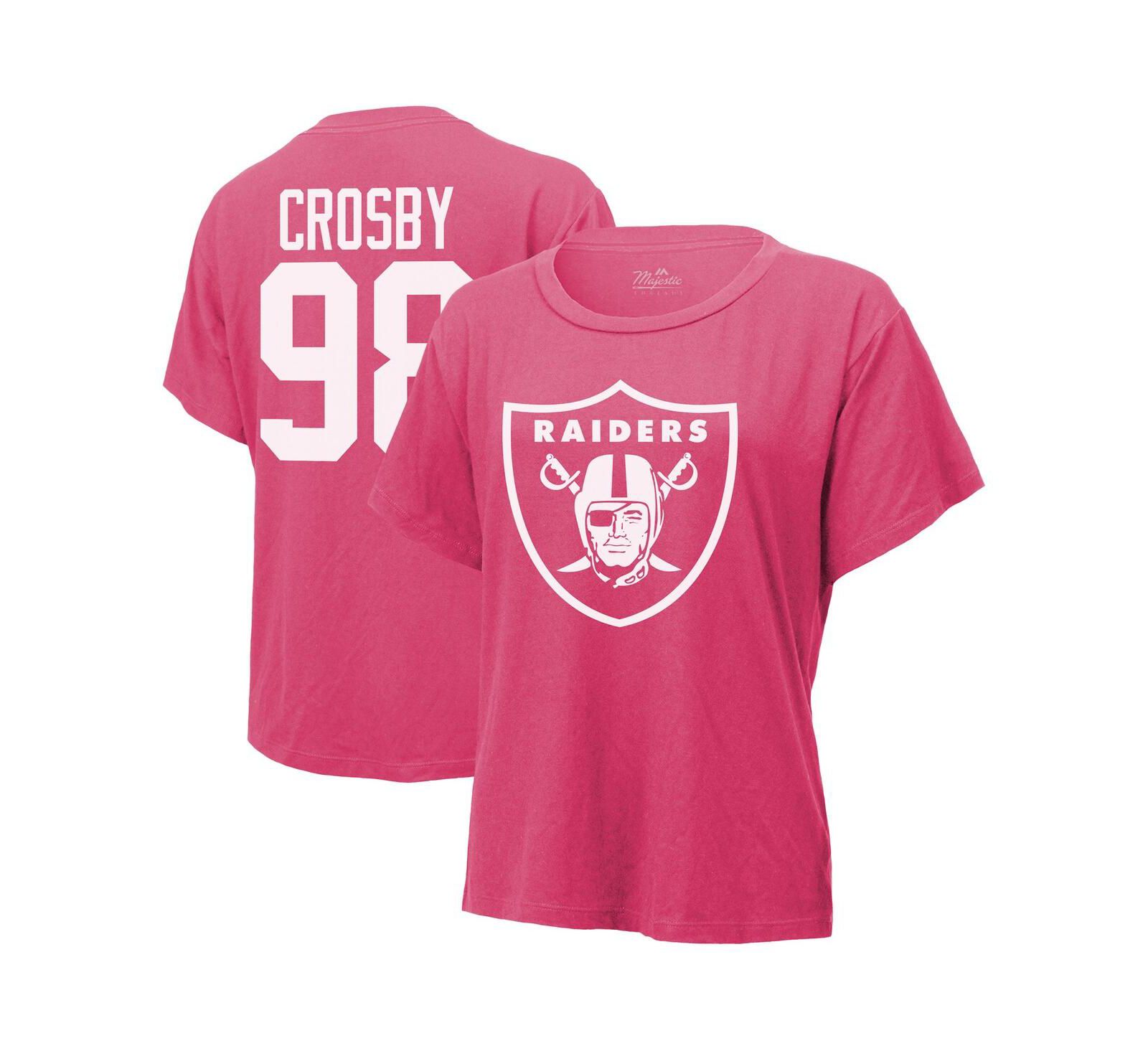 Majestic Women's Maxx Crosby Pink Las Vegas Raiders Name & Number T-Shirt
