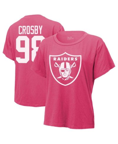 Majestic Женская футболка с именем и номером Maxx Crosby Las Vegas Raiders розового цвета