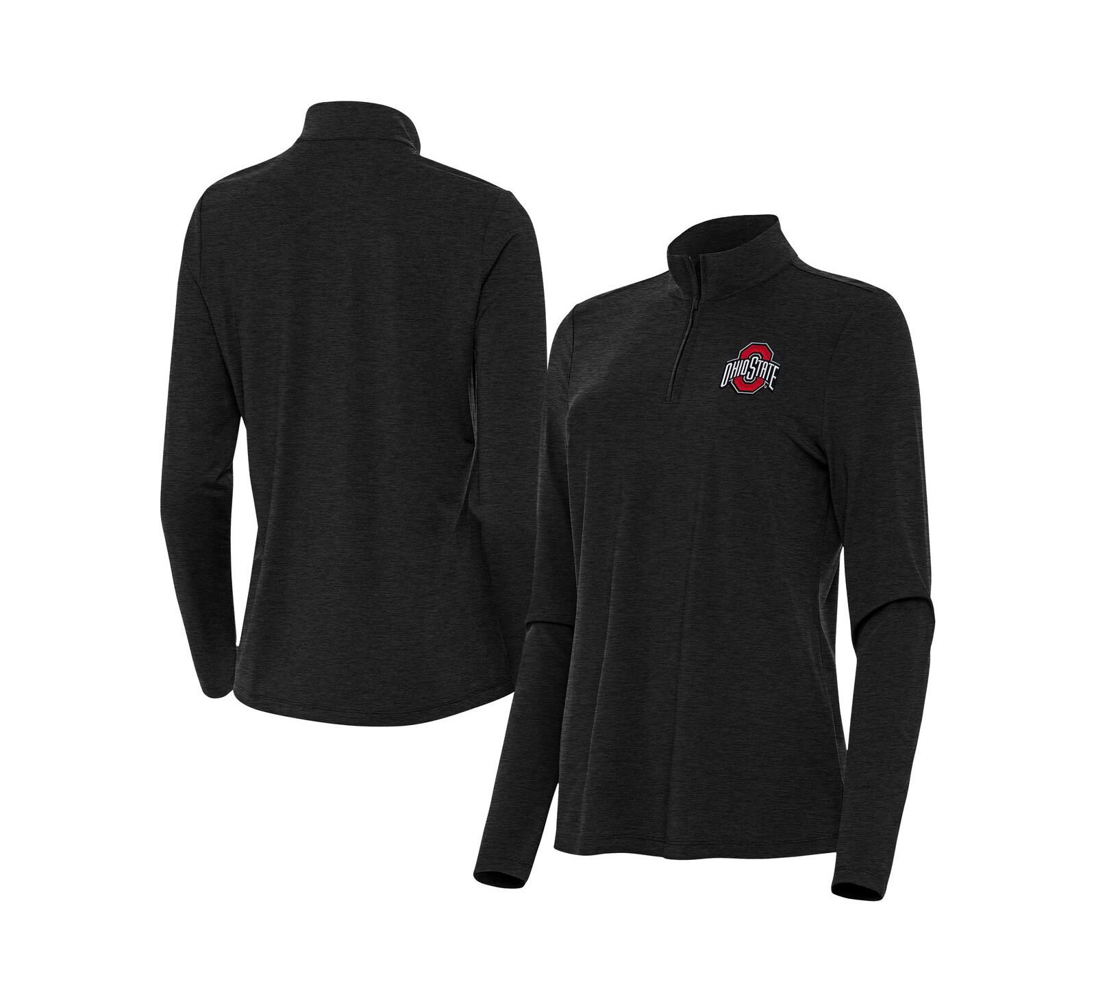 Топ Antigua Women's Heather Black Ohio State Buckeyes Bright Quarter-Zip