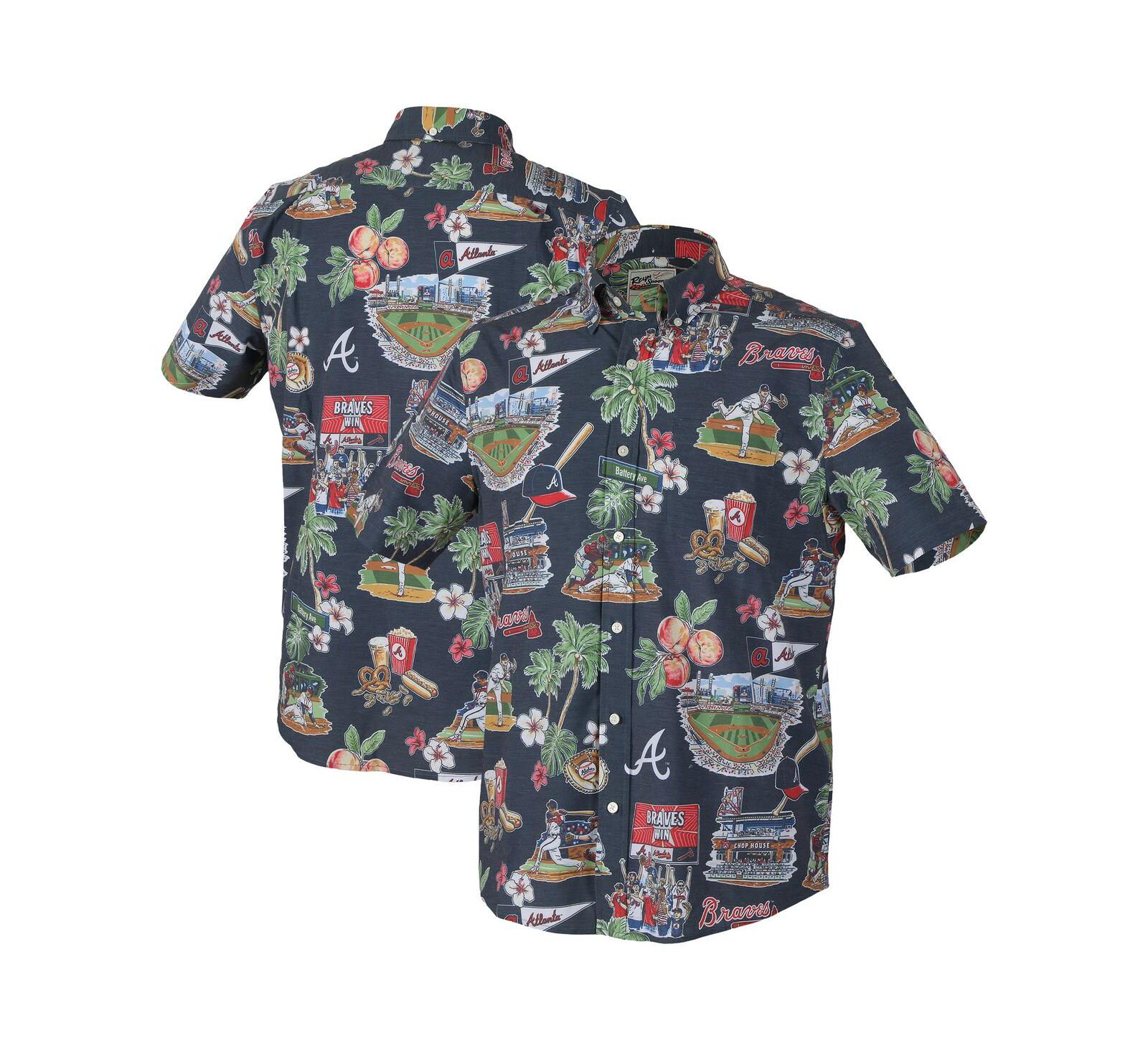 Мужская рубашка Reyn Spooner Navy Atlanta Braves Performance Button-Up