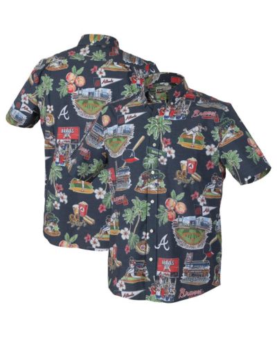 Reyn Spooner Men's Navy Atlanta Braves Scenic Tri-Blend Performance Button-Up Top