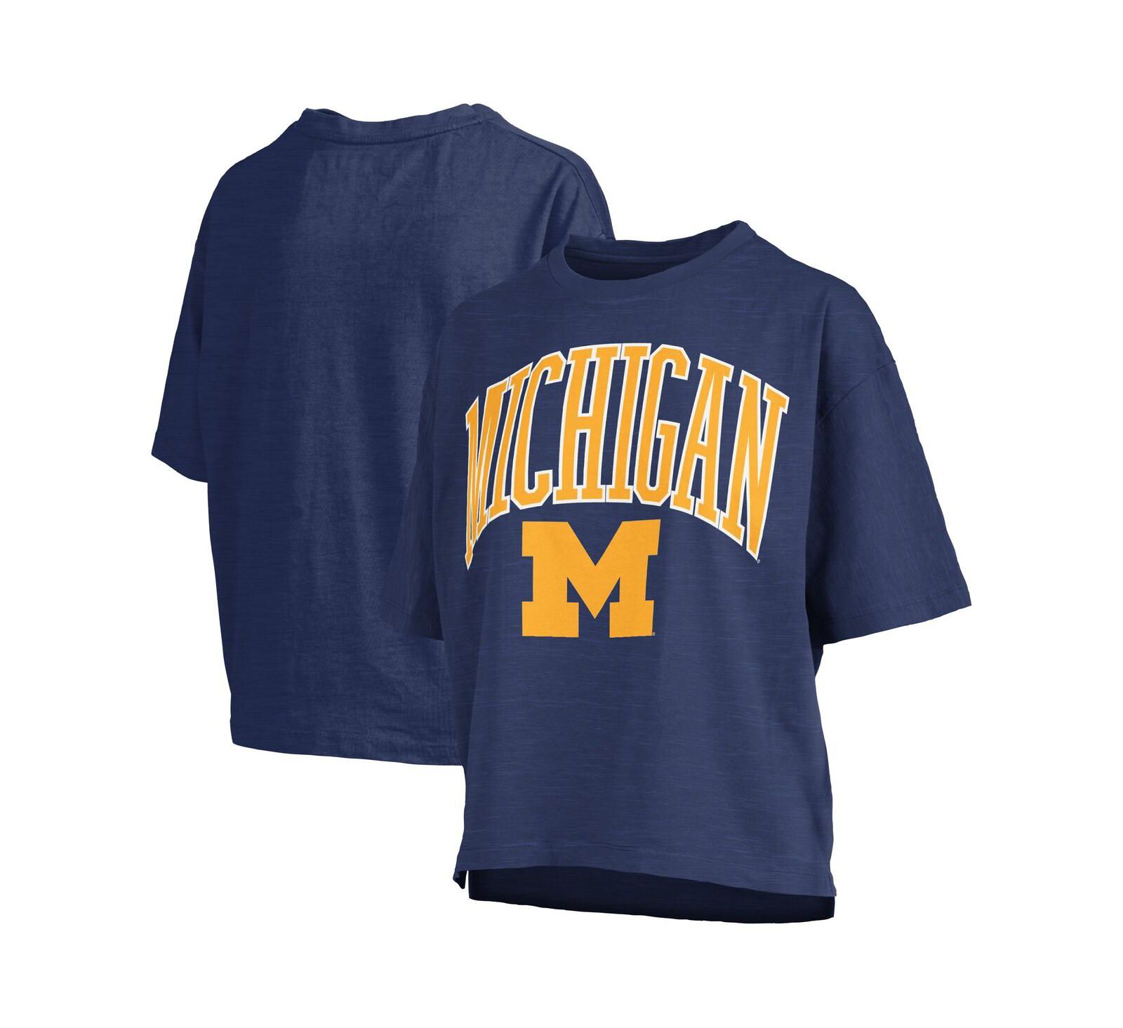 Женский оверсайз футболка Pressbox Michigan Wolverines Nelson Arch Over Logo Navy