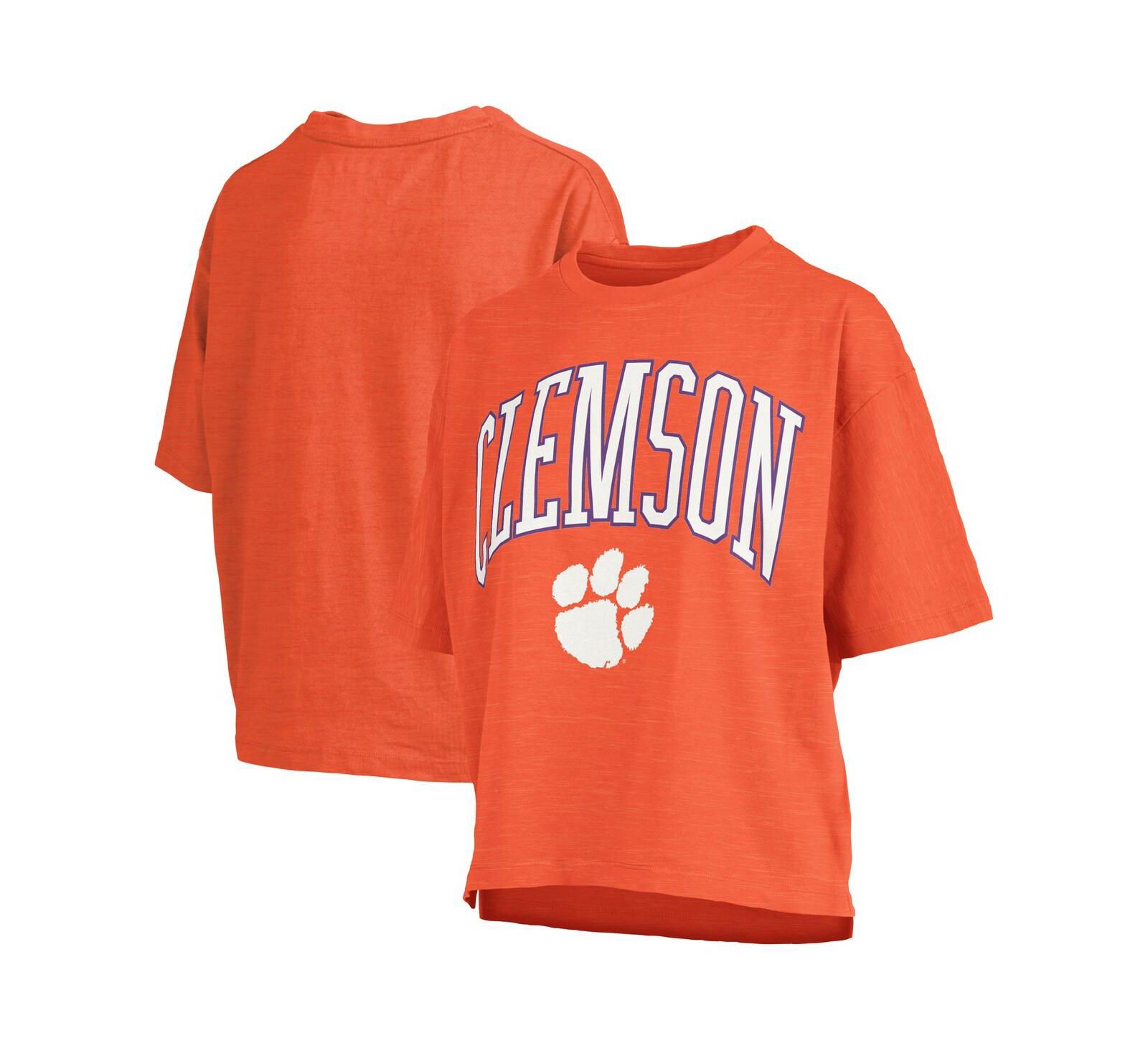 Pressbox Женская оверсайз футболка с логотипом Clemson Tigers Nelson Arch Orange Slub