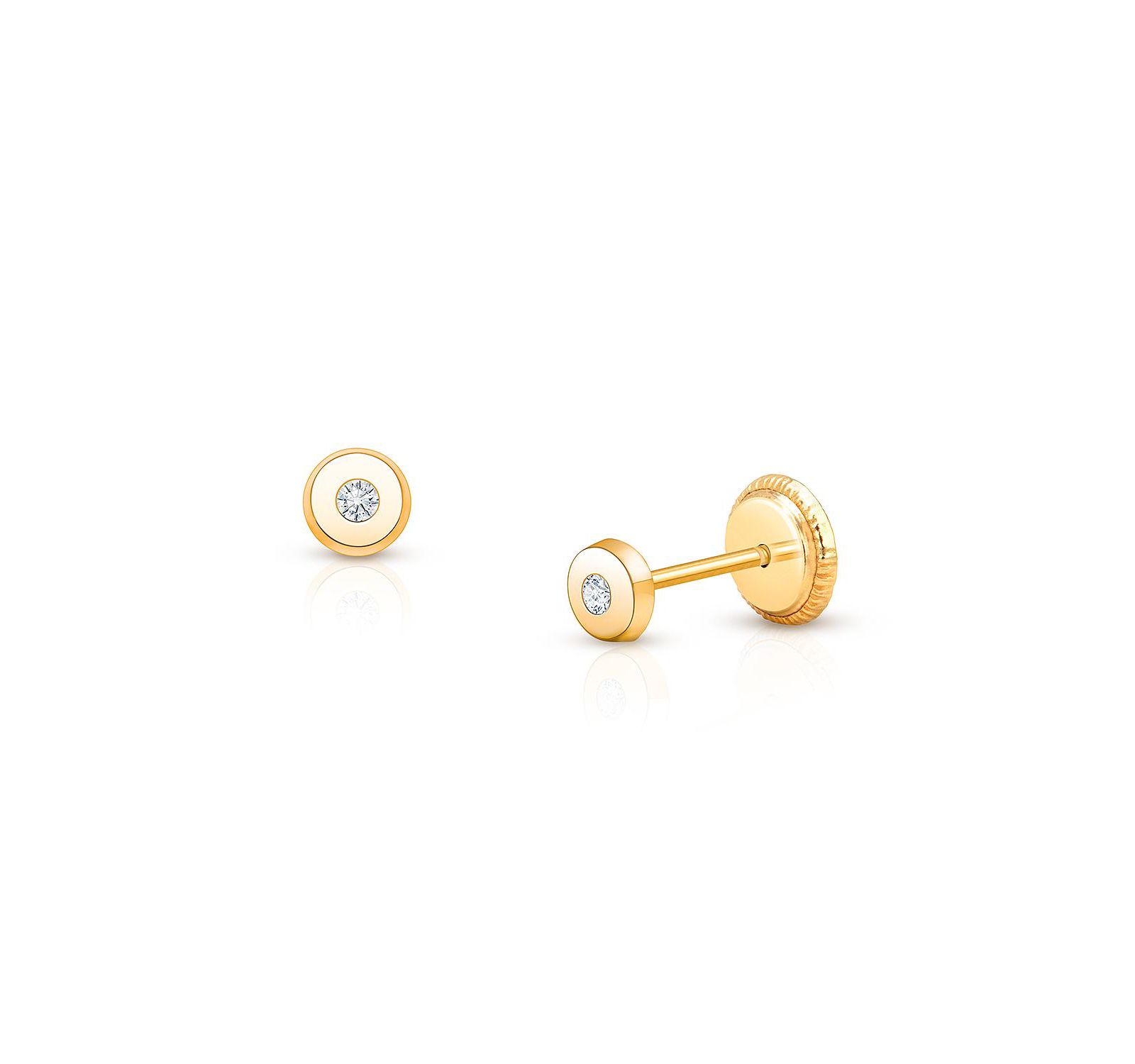 Tiny Blessings 14K Gold Little Darling Genuine Diamond Stud Screw Back Earrings