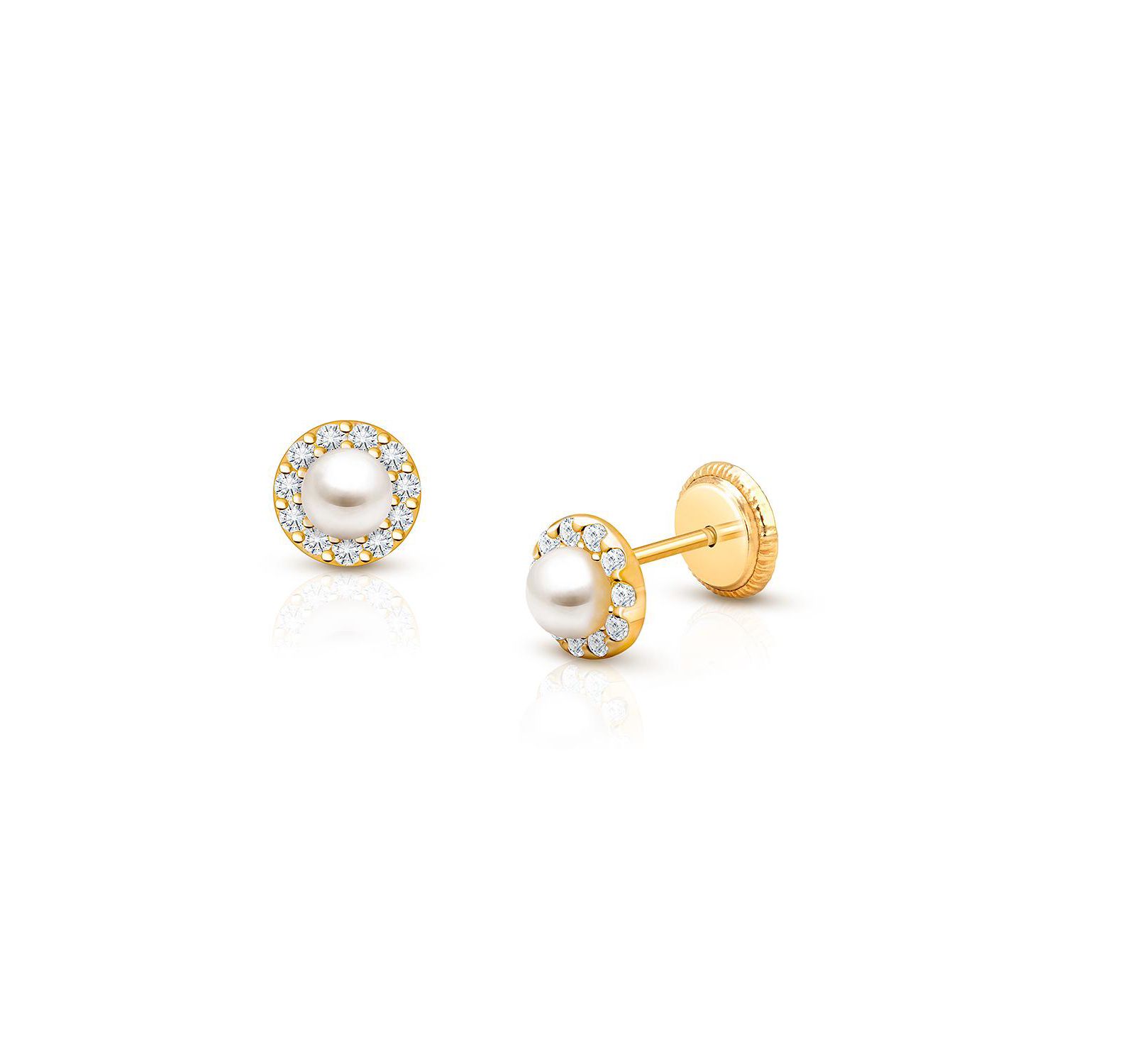Серьги-гвоздики Tiny Blessings 14K Gold Pearl Halo Studs