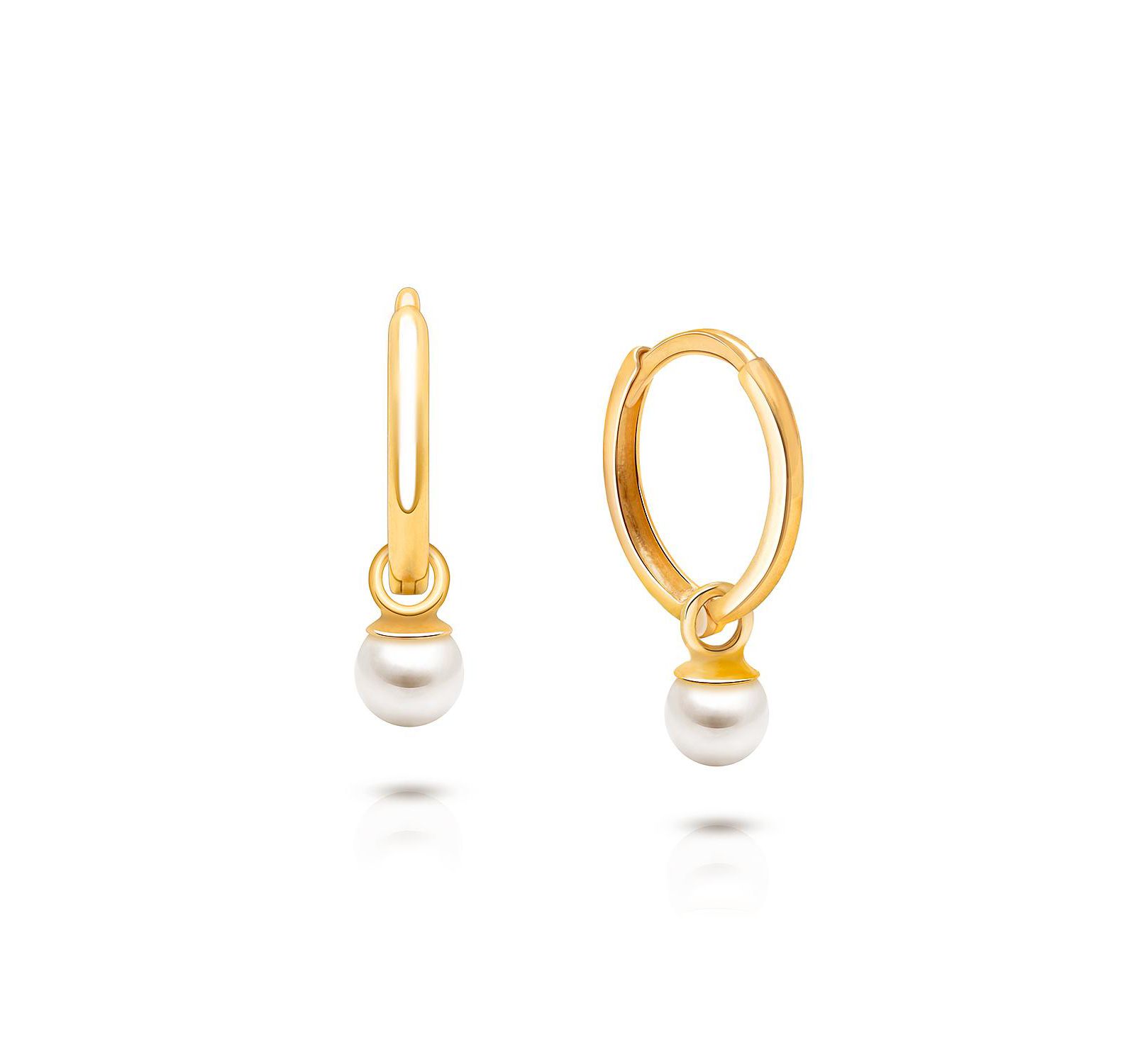 Tiny Blessings 14K Gold Pearl Drop Classic Huggie Hoop Earrings