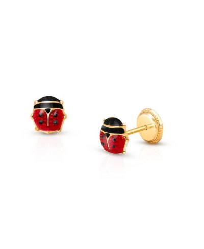 Tiny Blessings серьги-гвоздики 14K Gold Red Lil' Ladybug
